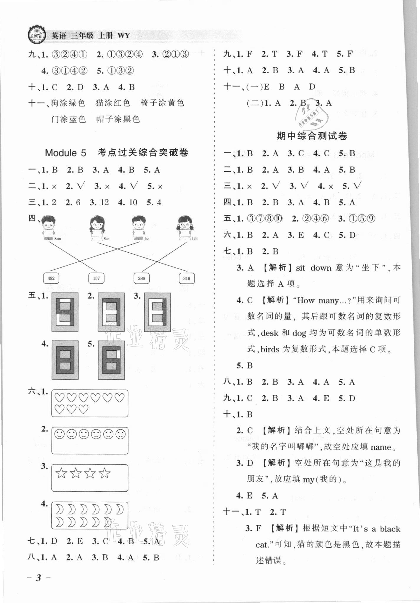 2021年王朝霞考點(diǎn)梳理時(shí)習(xí)卷三年級(jí)英語(yǔ)上冊(cè)外研版 參考答案第3頁(yè)