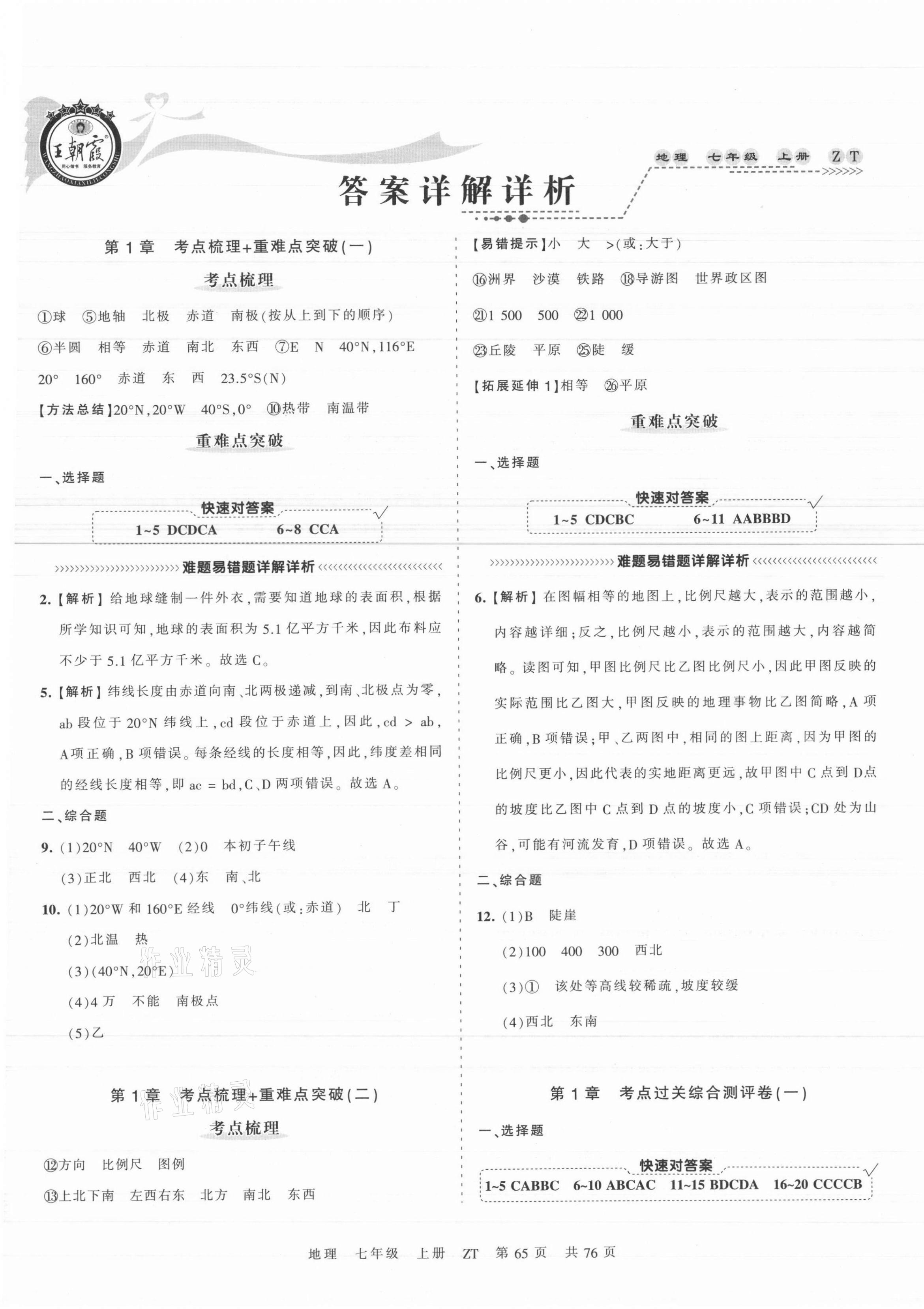 2021年王朝霞考點(diǎn)梳理時(shí)習(xí)卷七年級(jí)地理上冊(cè)中圖版 第1頁