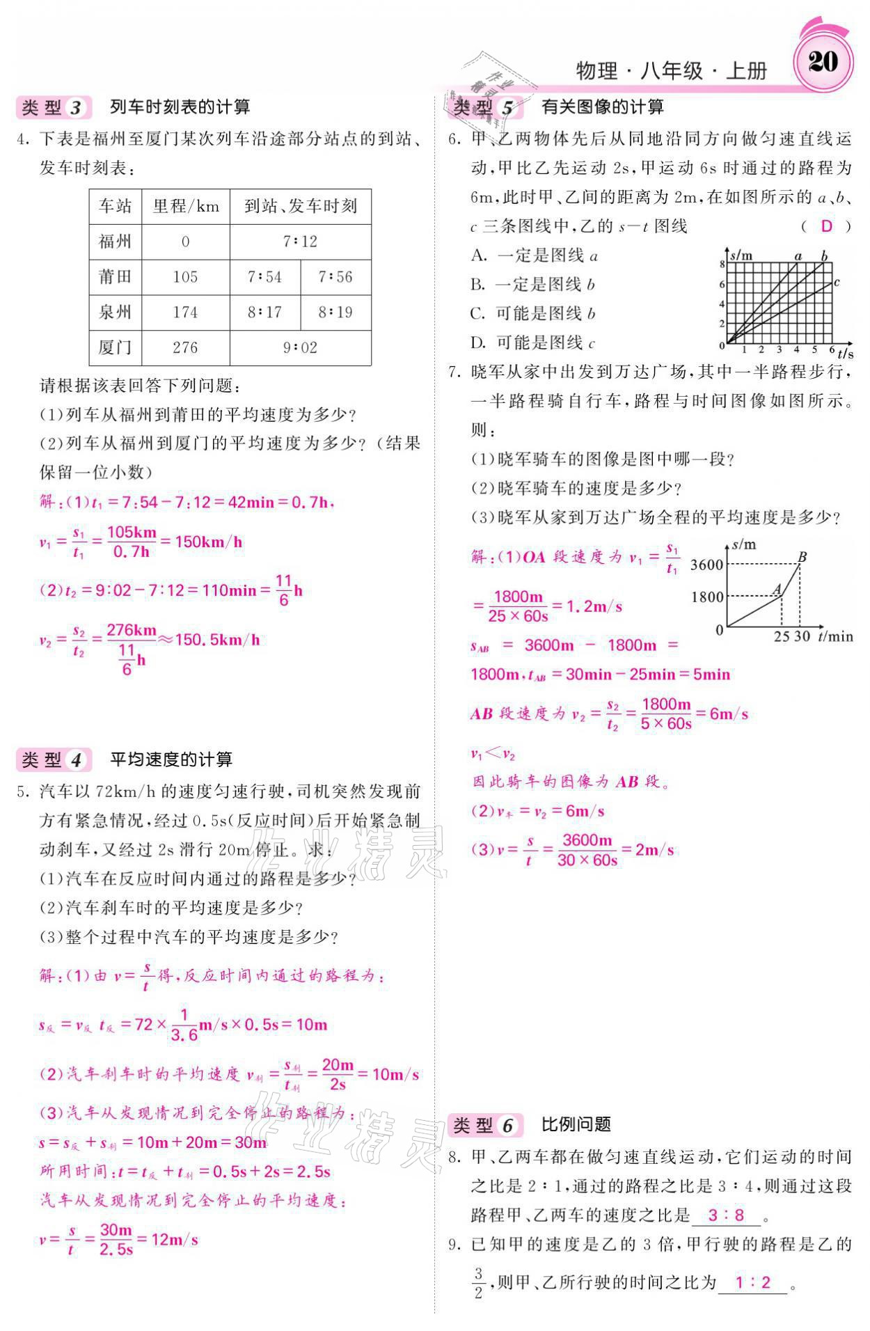 2021年名校課堂內(nèi)外八年級物理上冊教科版 參考答案第20頁