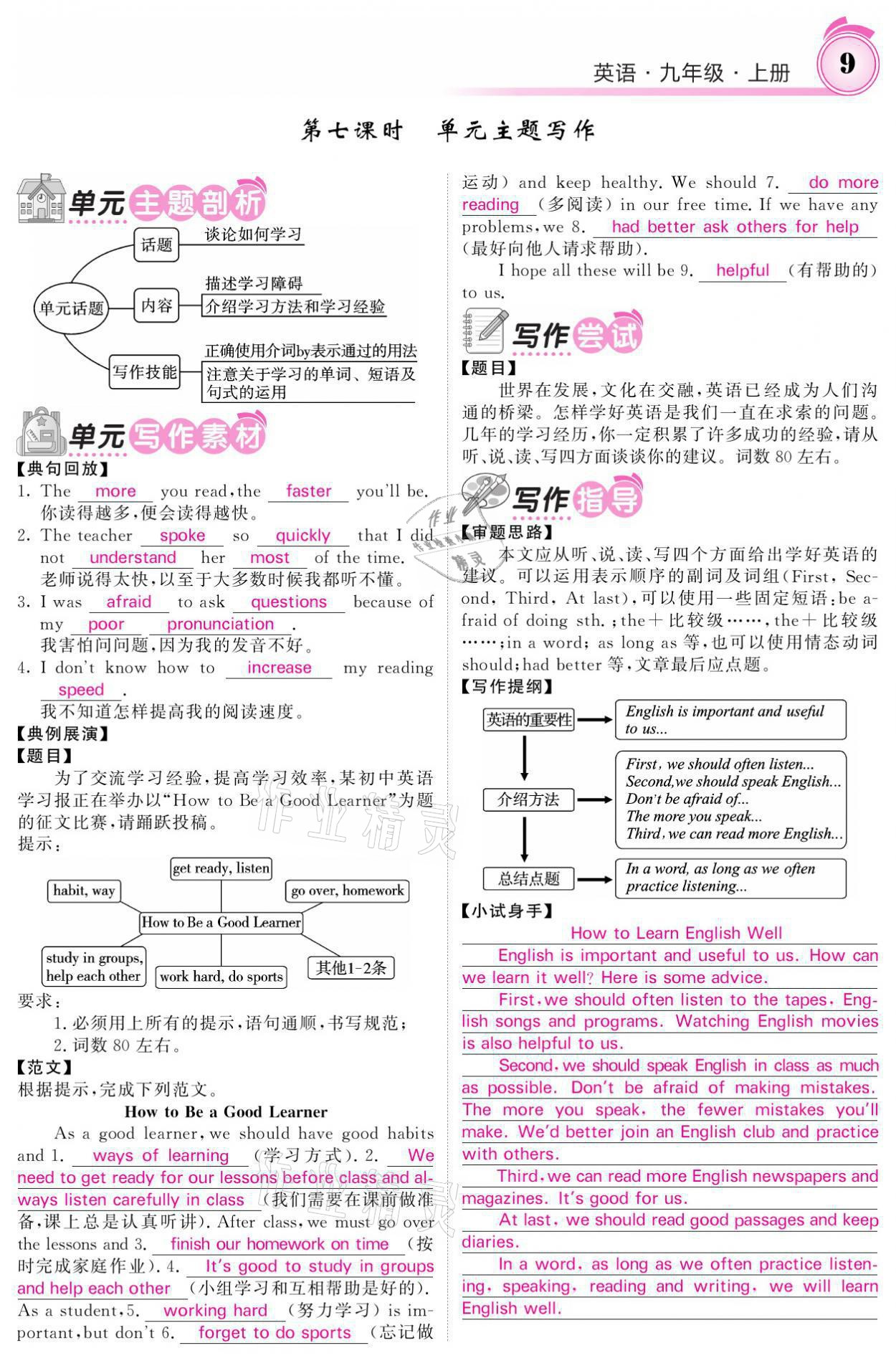 2021年名校課堂內(nèi)外九年級(jí)英語上冊(cè)人教版 參考答案第9頁