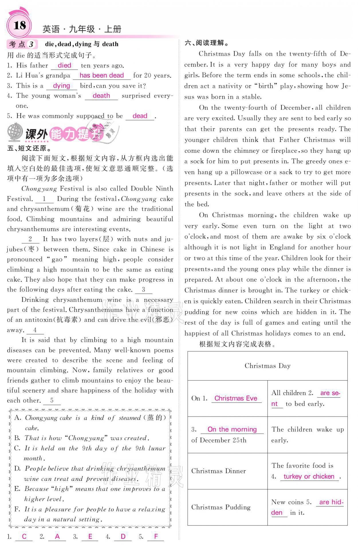 2021年名校課堂內(nèi)外九年級(jí)英語上冊人教版 參考答案第18頁