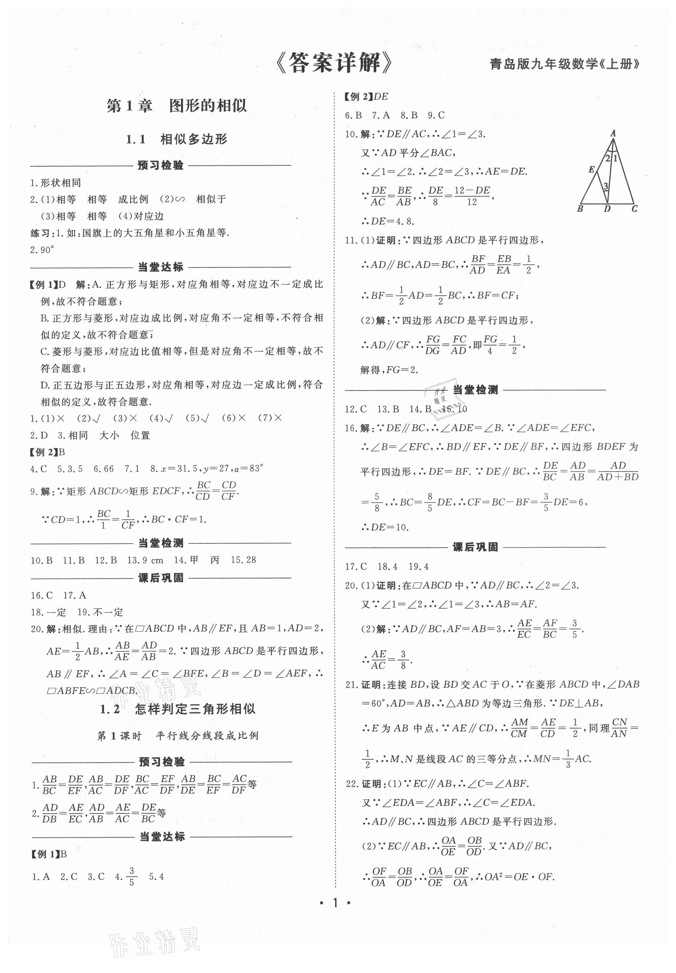 2021年初中新課標(biāo)名師學(xué)案智慧大課堂九年級數(shù)學(xué)上冊青島版 第1頁