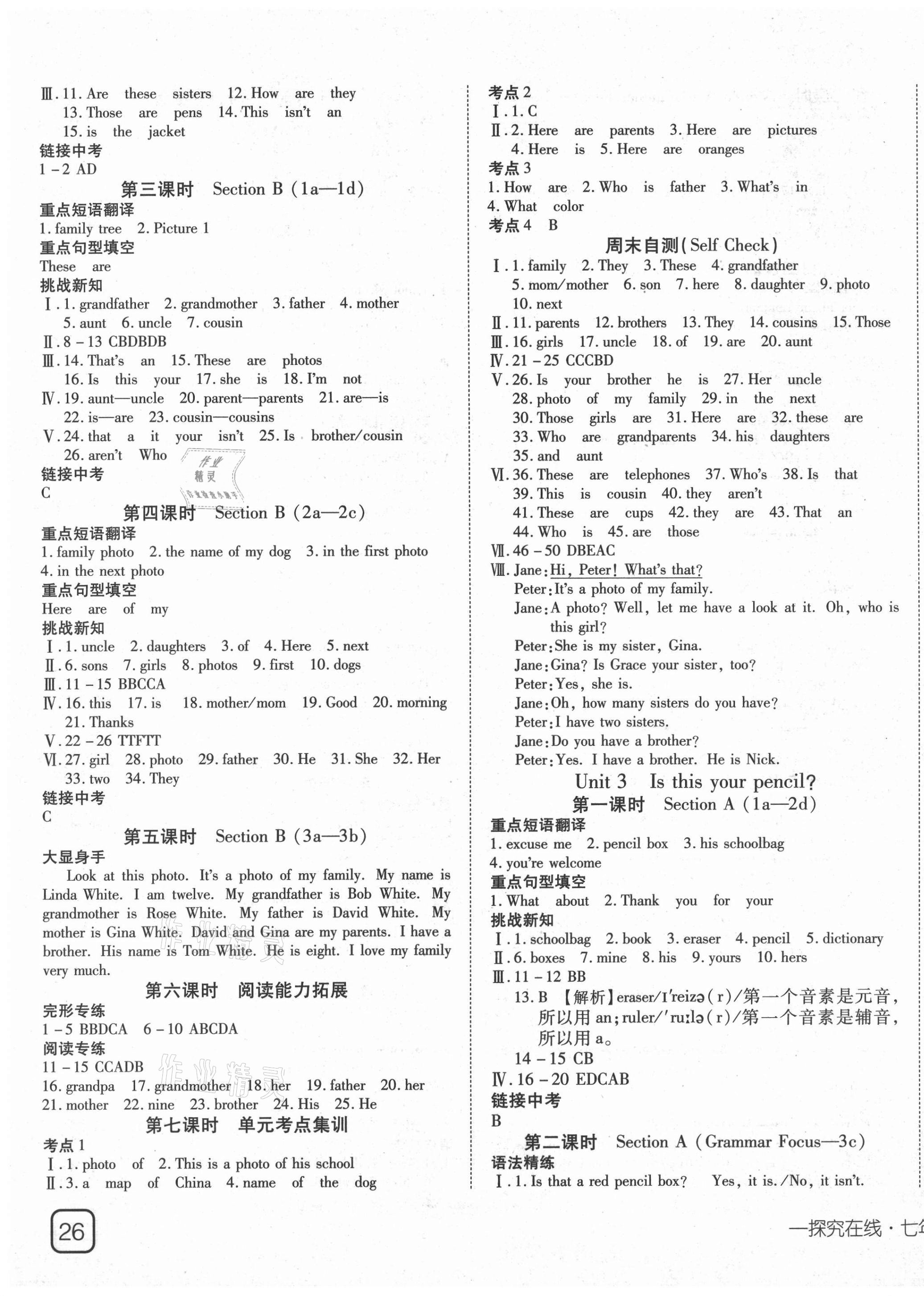 2021年探究在线高效课堂七年级英语上册人教版 第3页