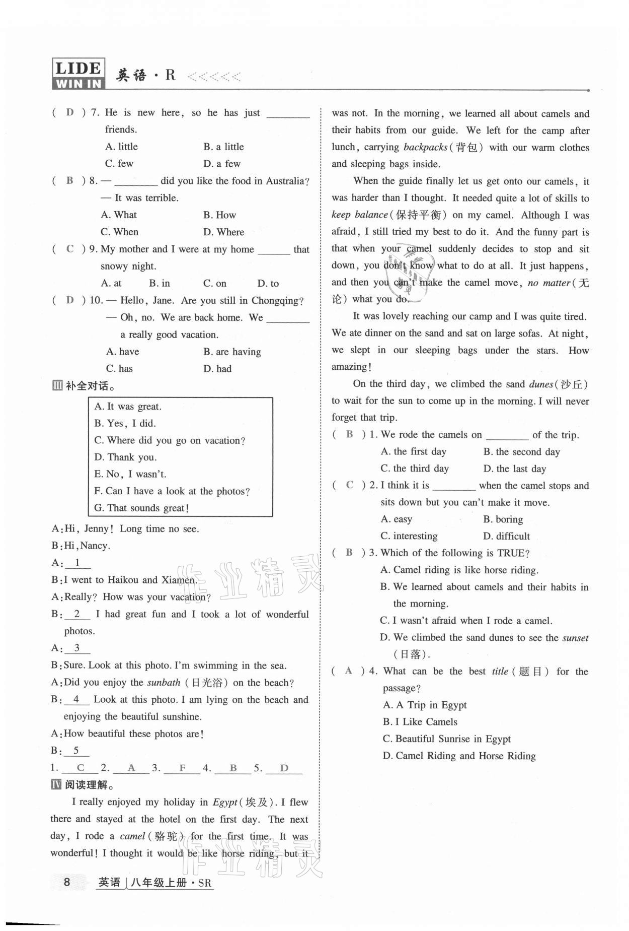 2021年高分突破課時(shí)達(dá)標(biāo)講練測八年級(jí)英語上冊(cè)人教版 第8頁