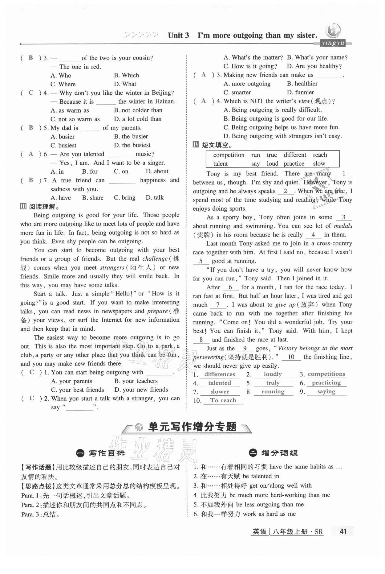 2021年高分突破課時(shí)達(dá)標(biāo)講練測八年級(jí)英語上冊(cè)人教版 第41頁