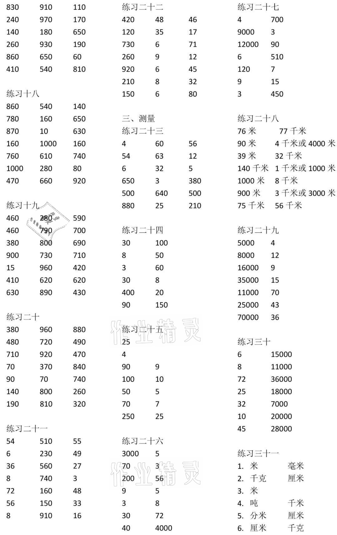 2021年數(shù)學(xué)口算每天一練三年級數(shù)學(xué)上冊人教版 參考答案第2頁