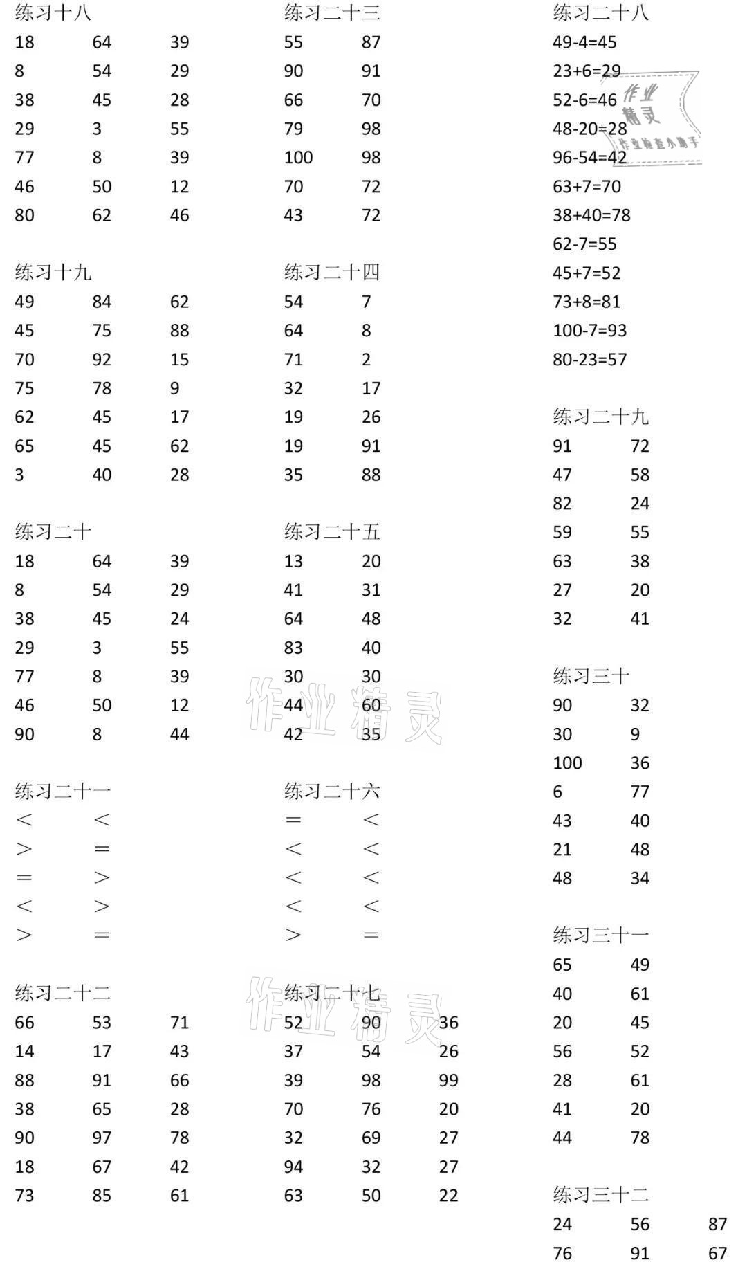 2021年數(shù)學(xué)口算每天一練二年級數(shù)學(xué)上冊人教版 參考答案第2頁