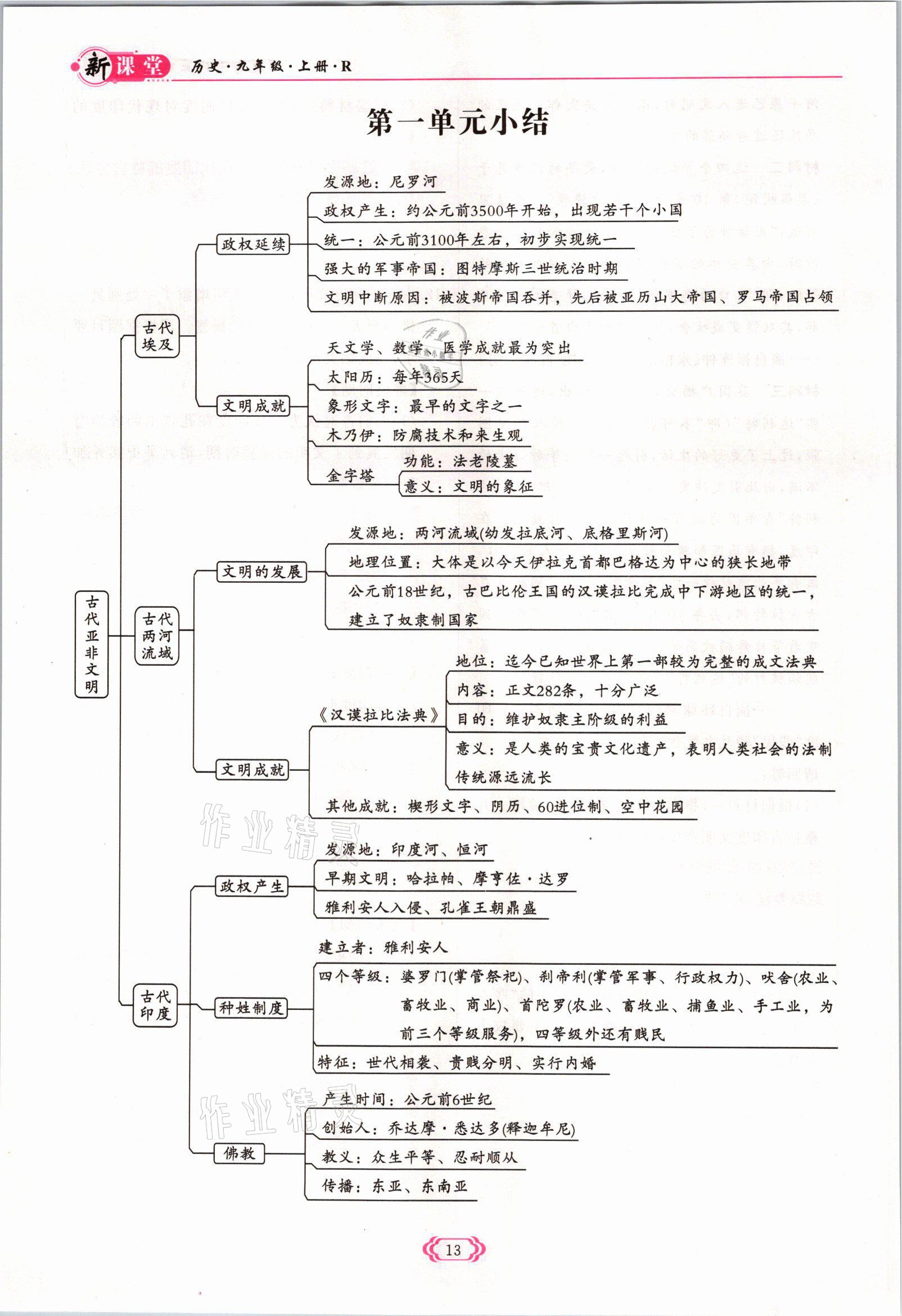 2021年啟航新課堂九年級歷史上冊人教版 參考答案第13頁