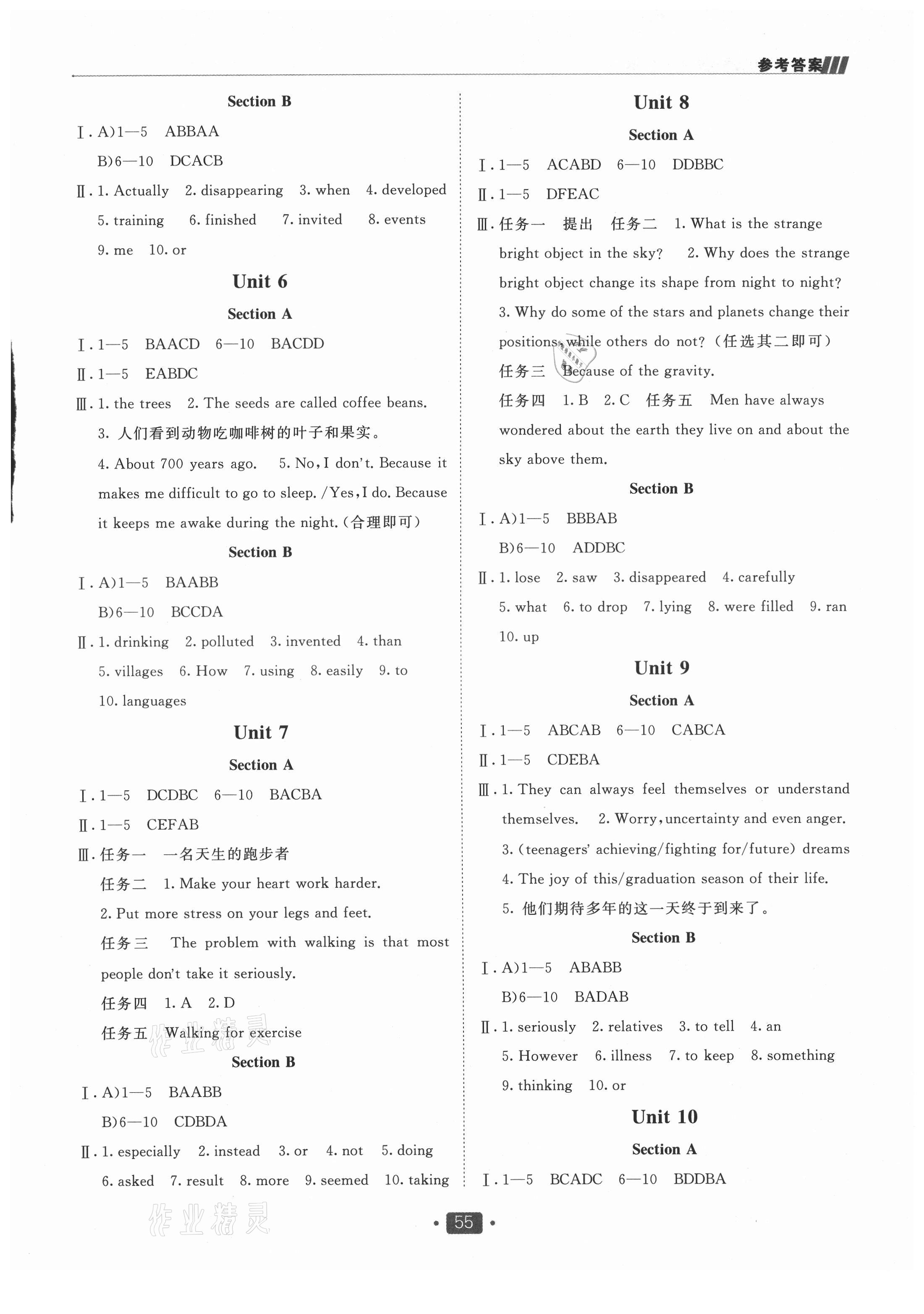 2021年同行學案學練測九年級英語人教版青島專版 參考答案第2頁