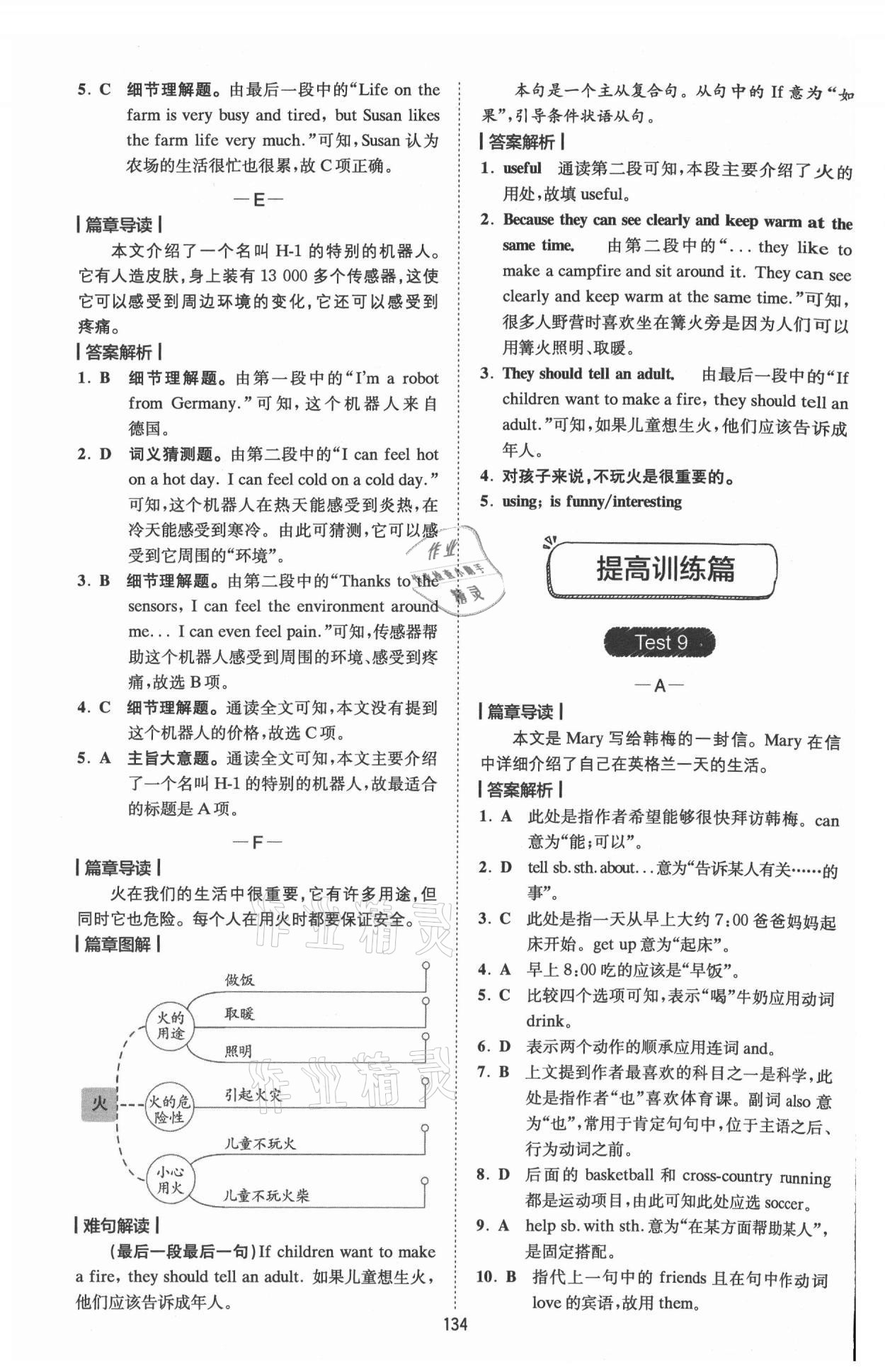 2021年星火英语Spark巅峰训练完形填空与阅读理解七年级 参考答案第14页