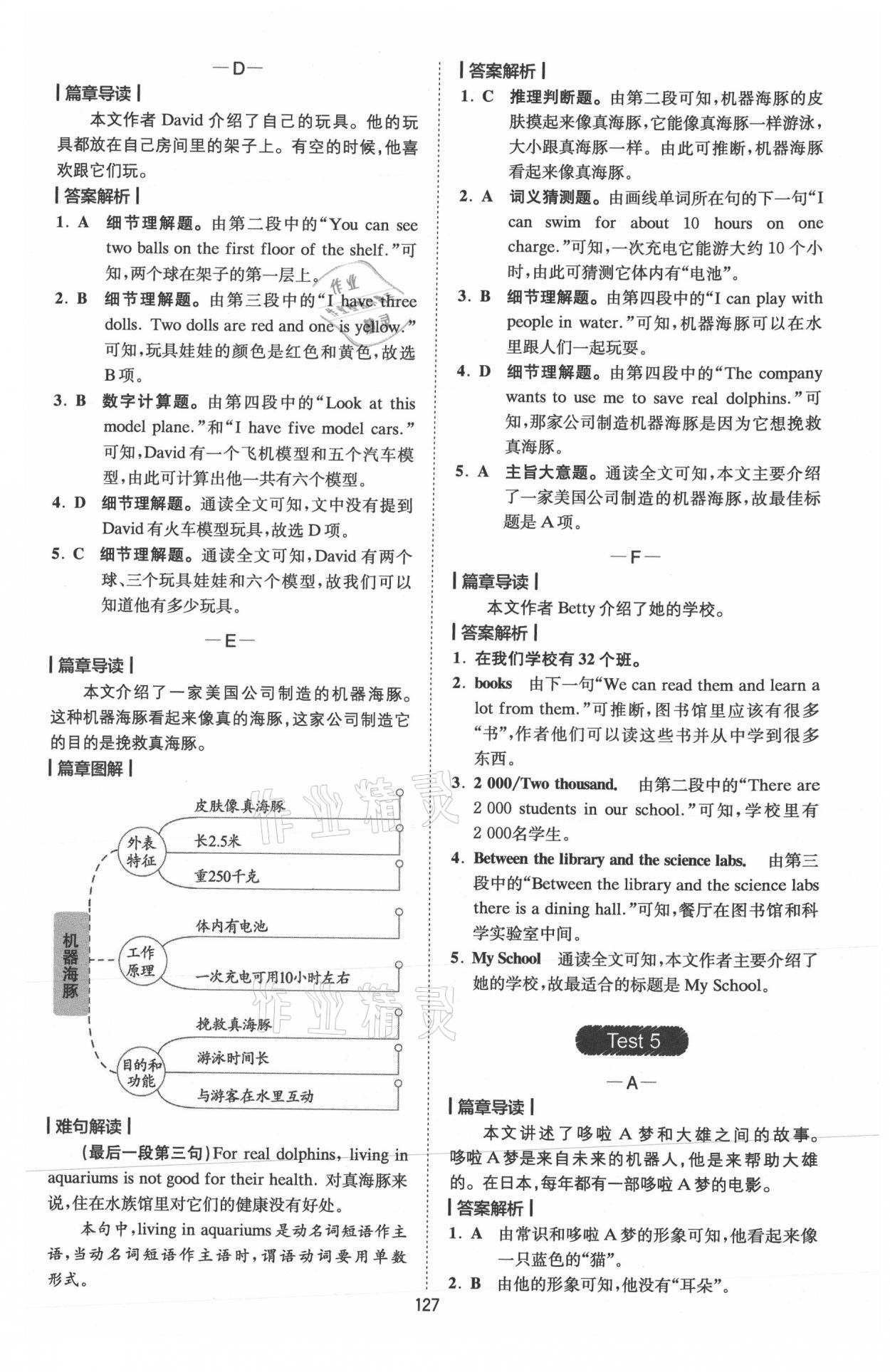 2021年星火英語Spark巔峰訓(xùn)練完形填空與閱讀理解七年級 參考答案第7頁