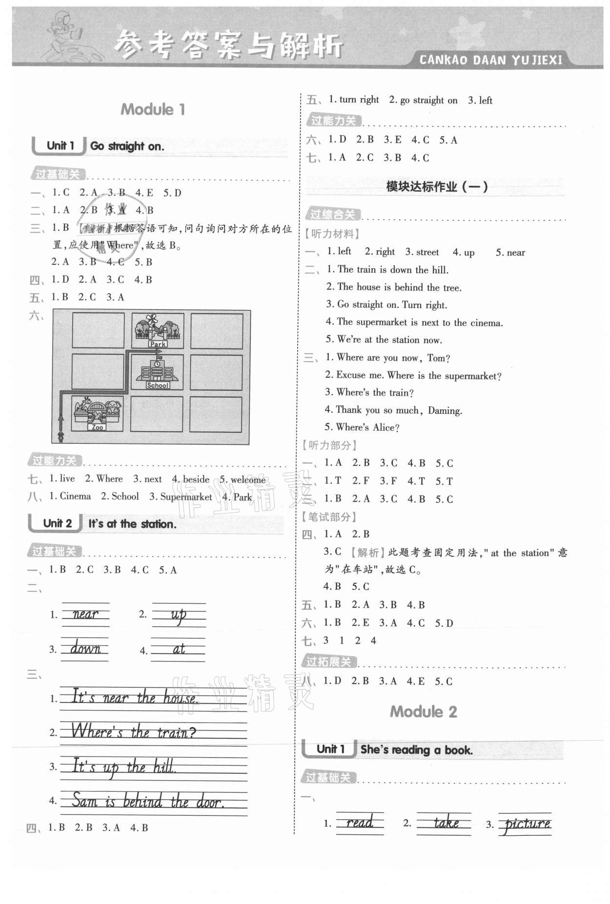 2021年一遍過(guò)四年級(jí)英語(yǔ)上冊(cè)外研版 參考答案第1頁(yè)