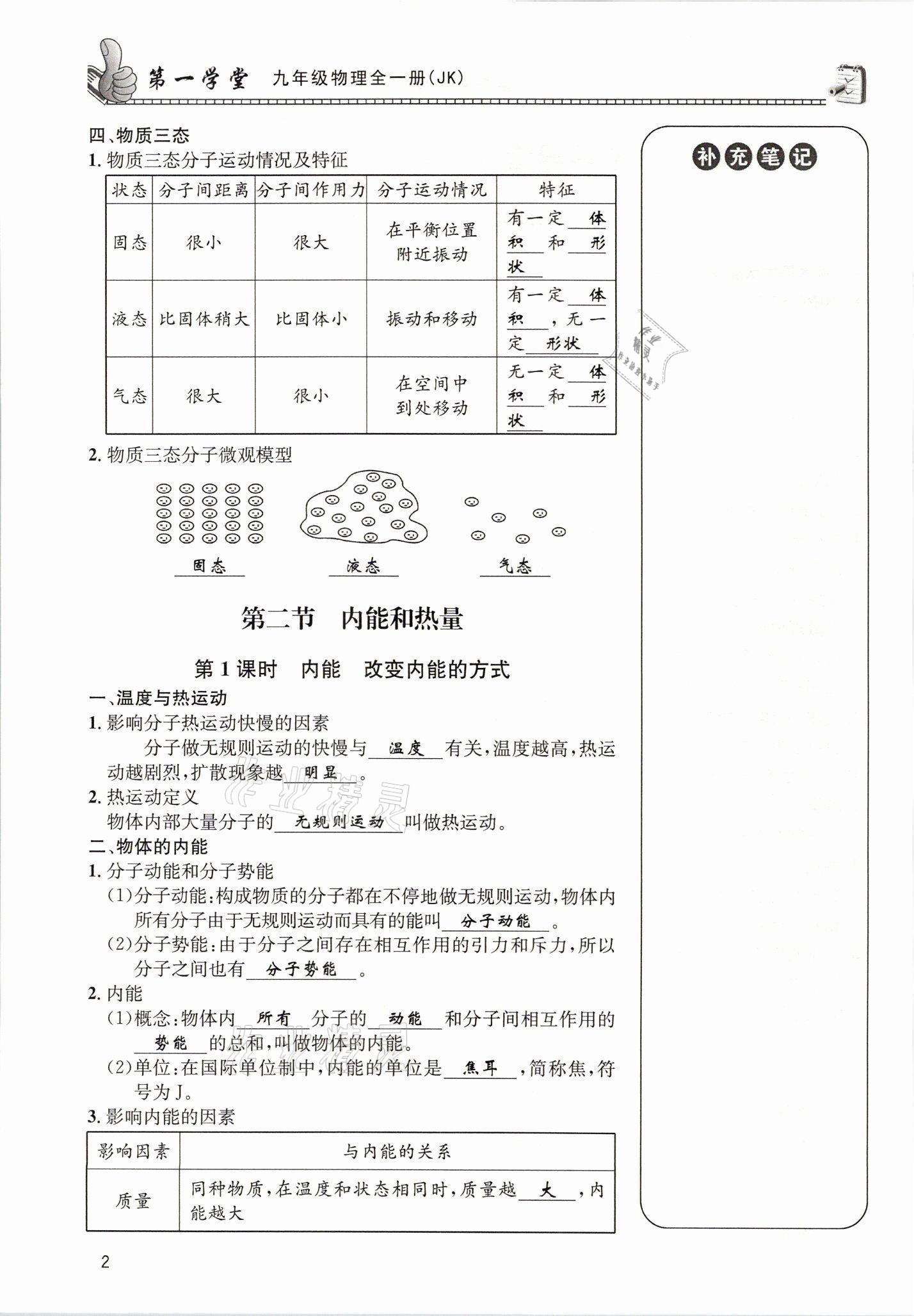 2021年第一學(xué)堂九年級(jí)物理全一冊(cè)教科版 參考答案第10頁(yè)