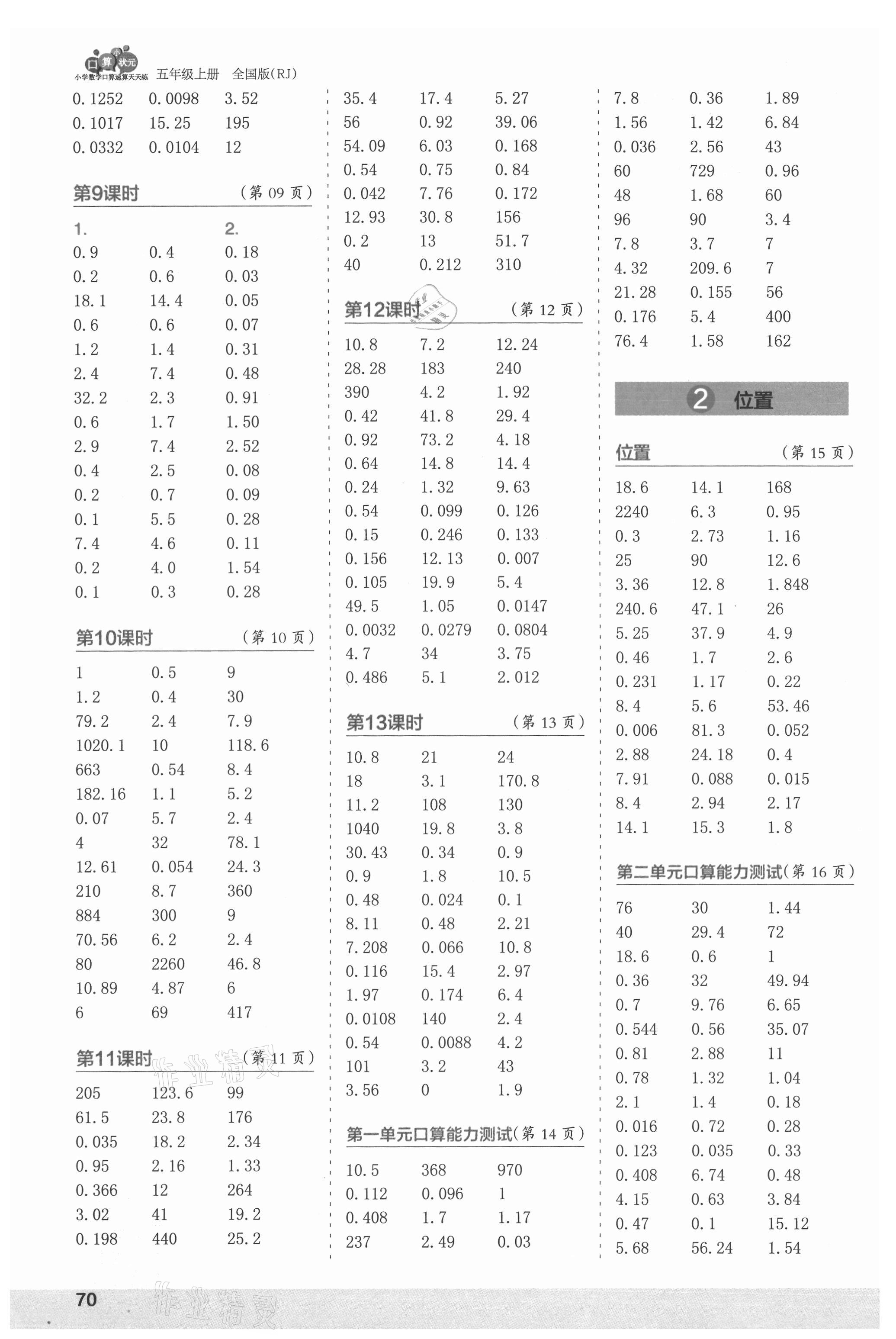 2021年口算小狀元口算速算天天練五年級數(shù)學(xué)上冊人教版 第2頁