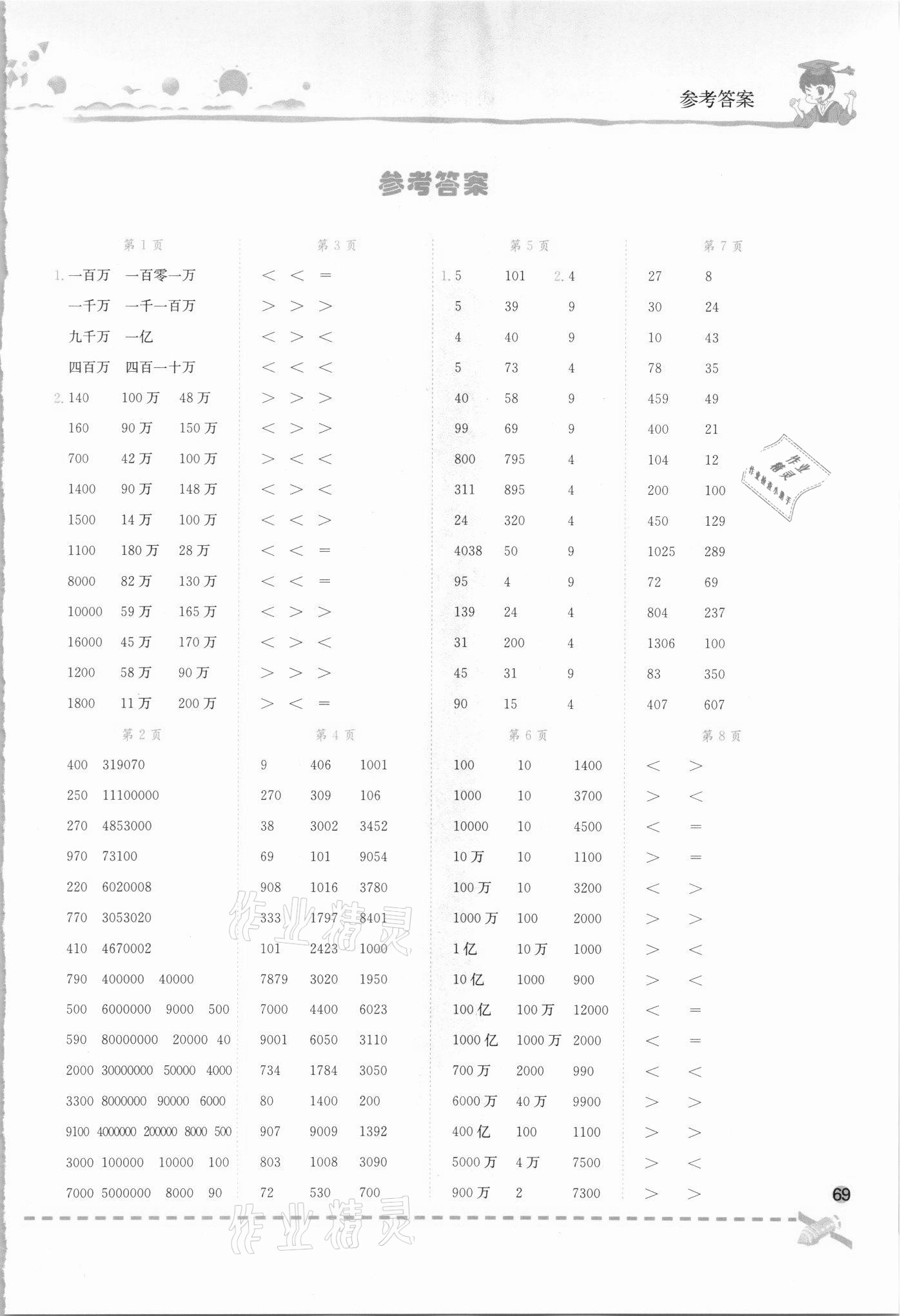 2021年黃岡小狀元口算速算練習(xí)冊四年級數(shù)學(xué)上冊人教版 第1頁