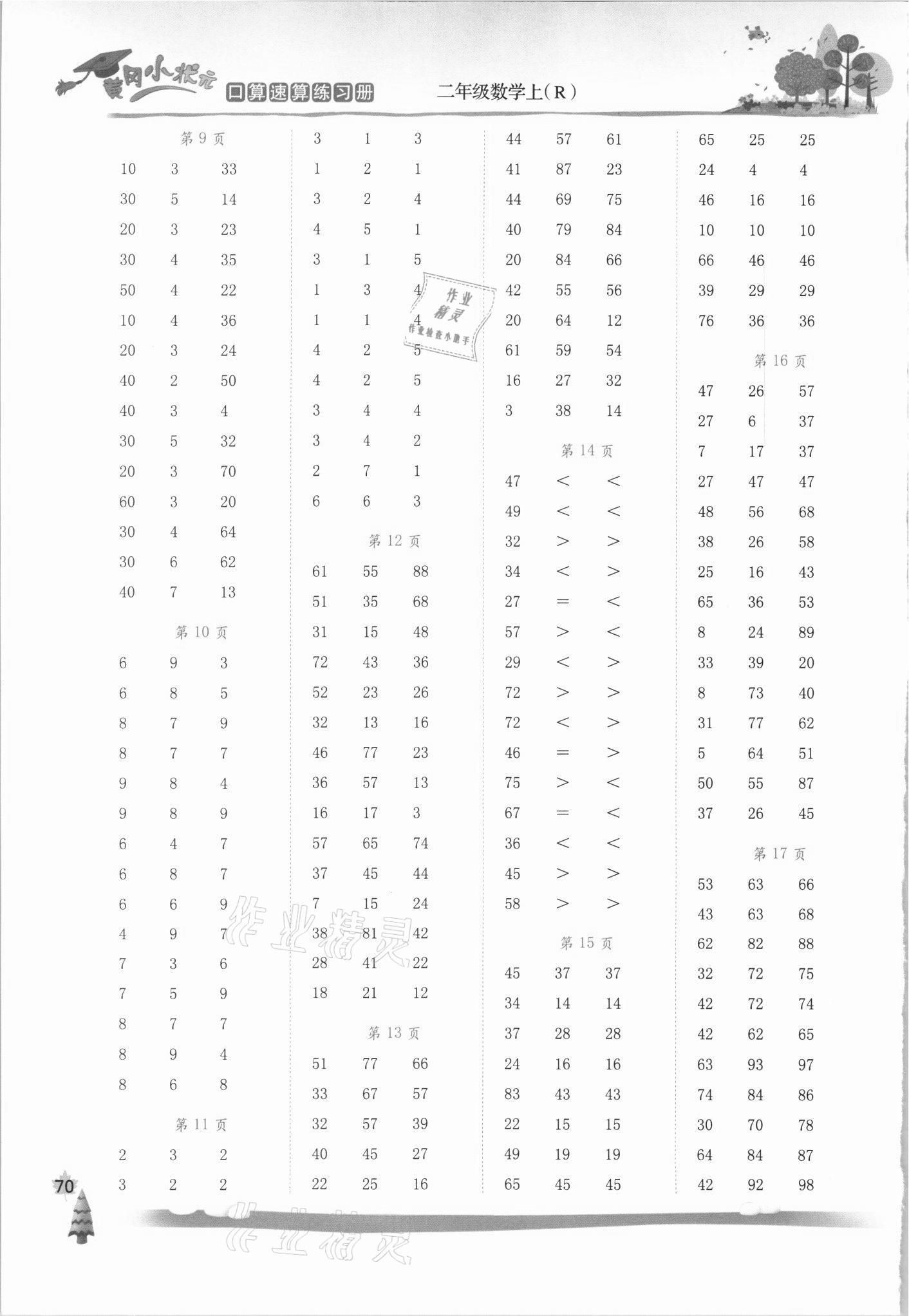 2021年黄冈小状元口算速算练习册二年级数学上册人教版 第2页