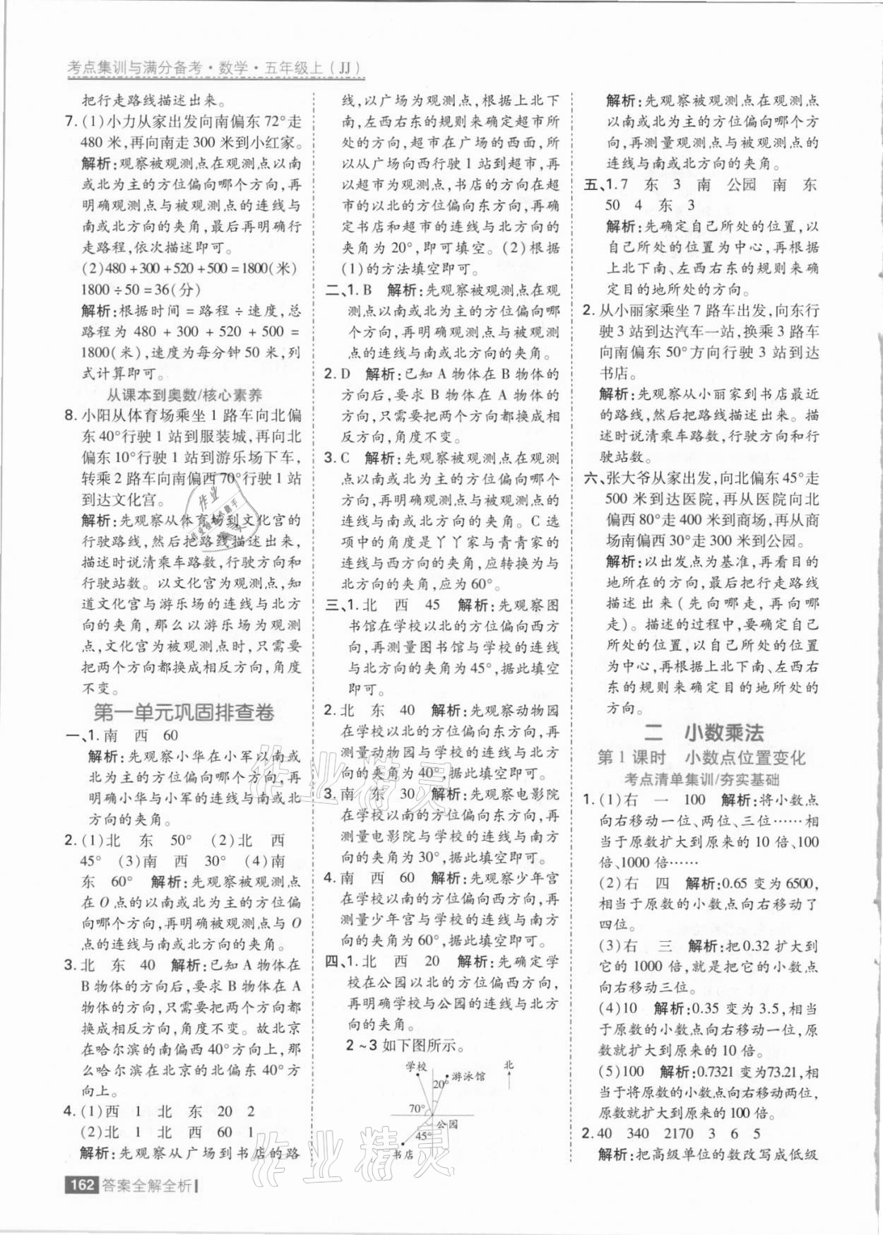 2021年考點集訓與滿分備考五年級數(shù)學上冊冀教版 參考答案第2頁