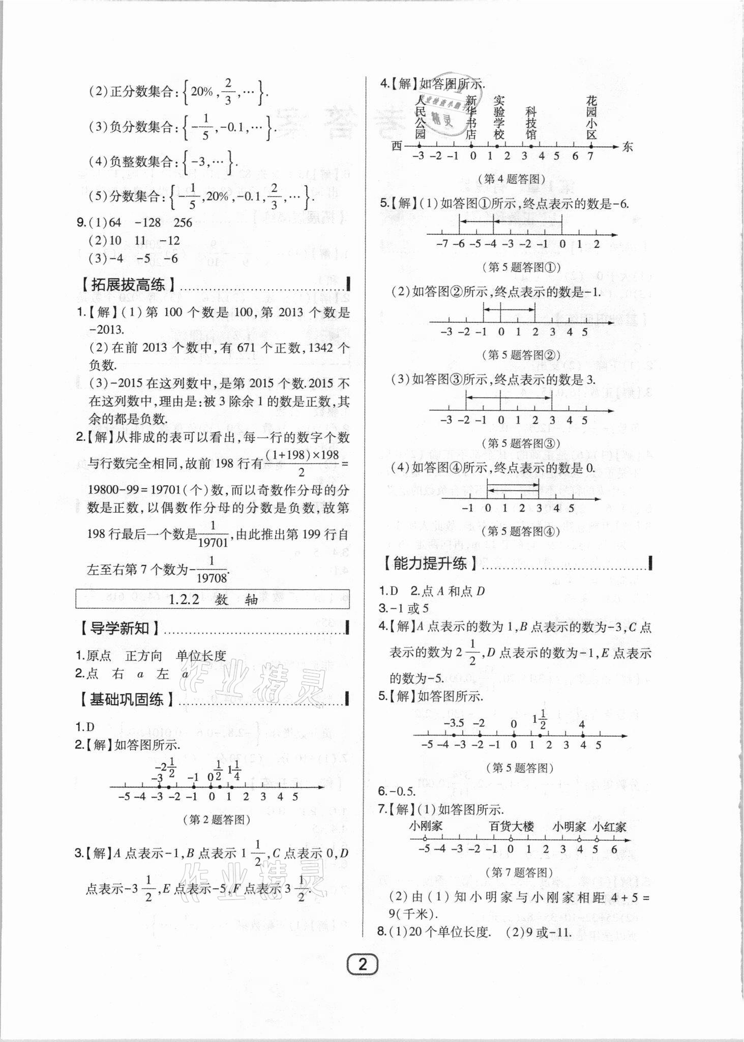 2021年北大绿卡七年级数学上册人教版 参考答案第2页