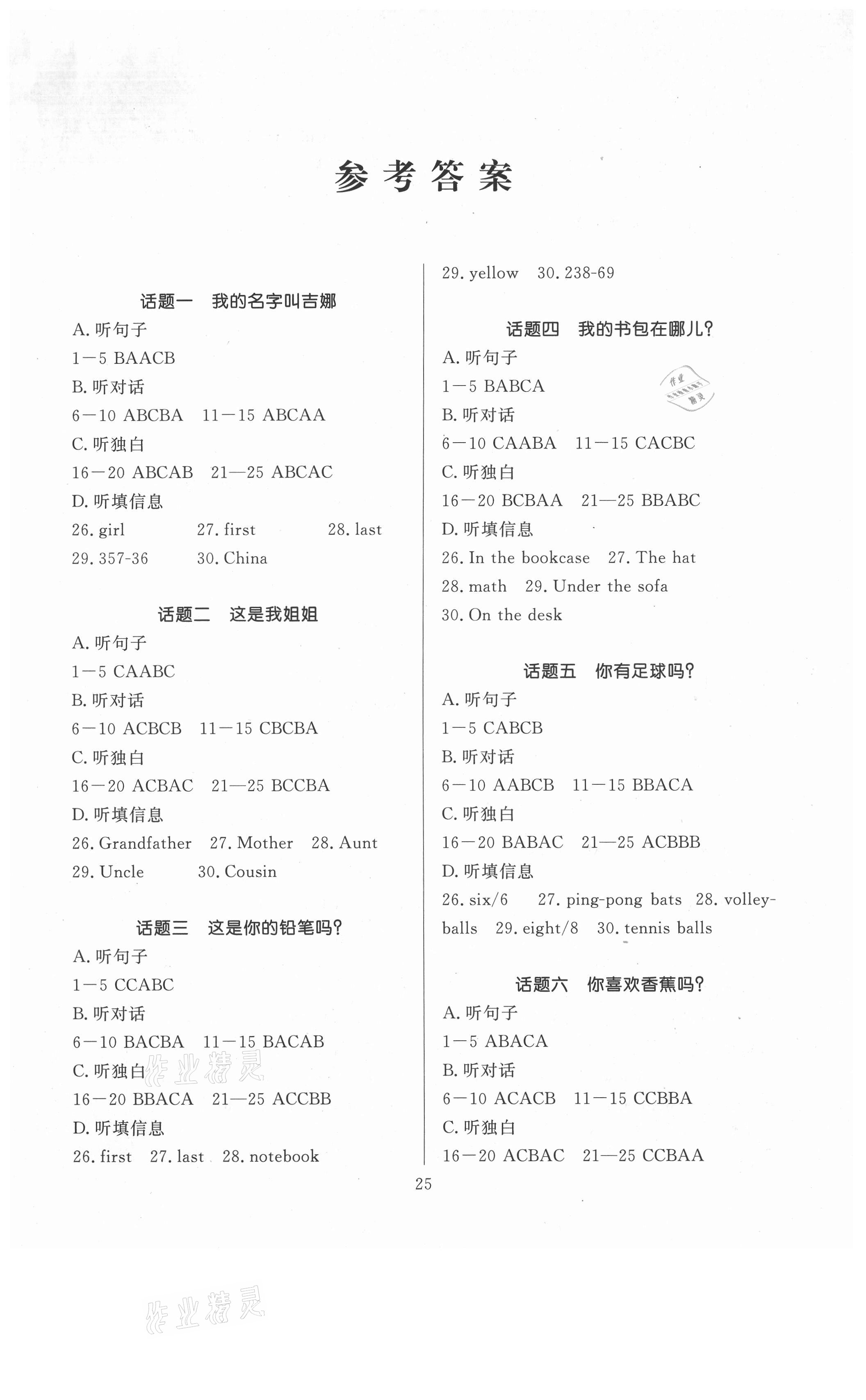 2021年課堂過關(guān)循環(huán)練七年級英語上冊人教版 第1頁