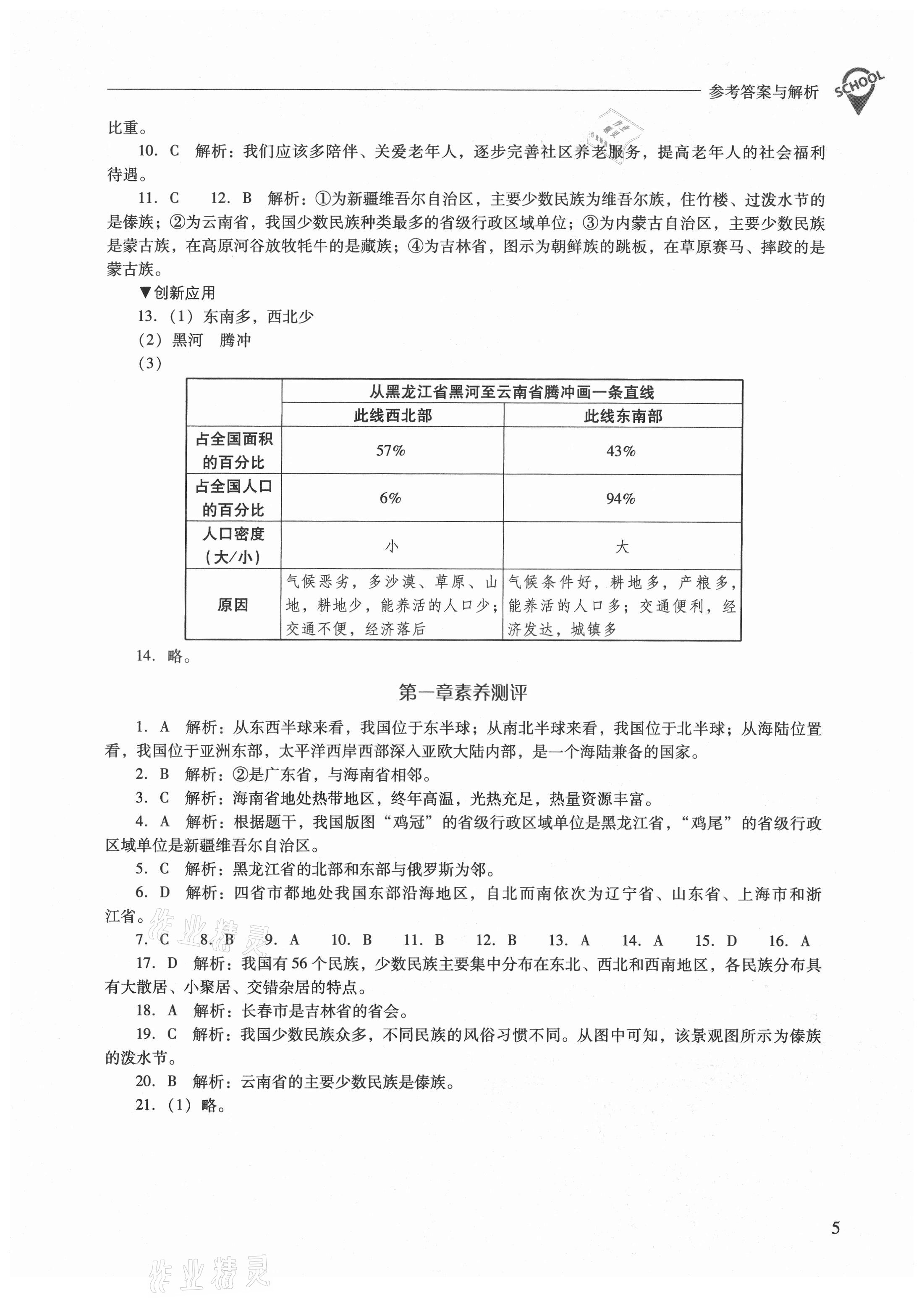 2021年新課程問題解決導(dǎo)學(xué)方案八年級地理上冊晉教版 參考答案第5頁