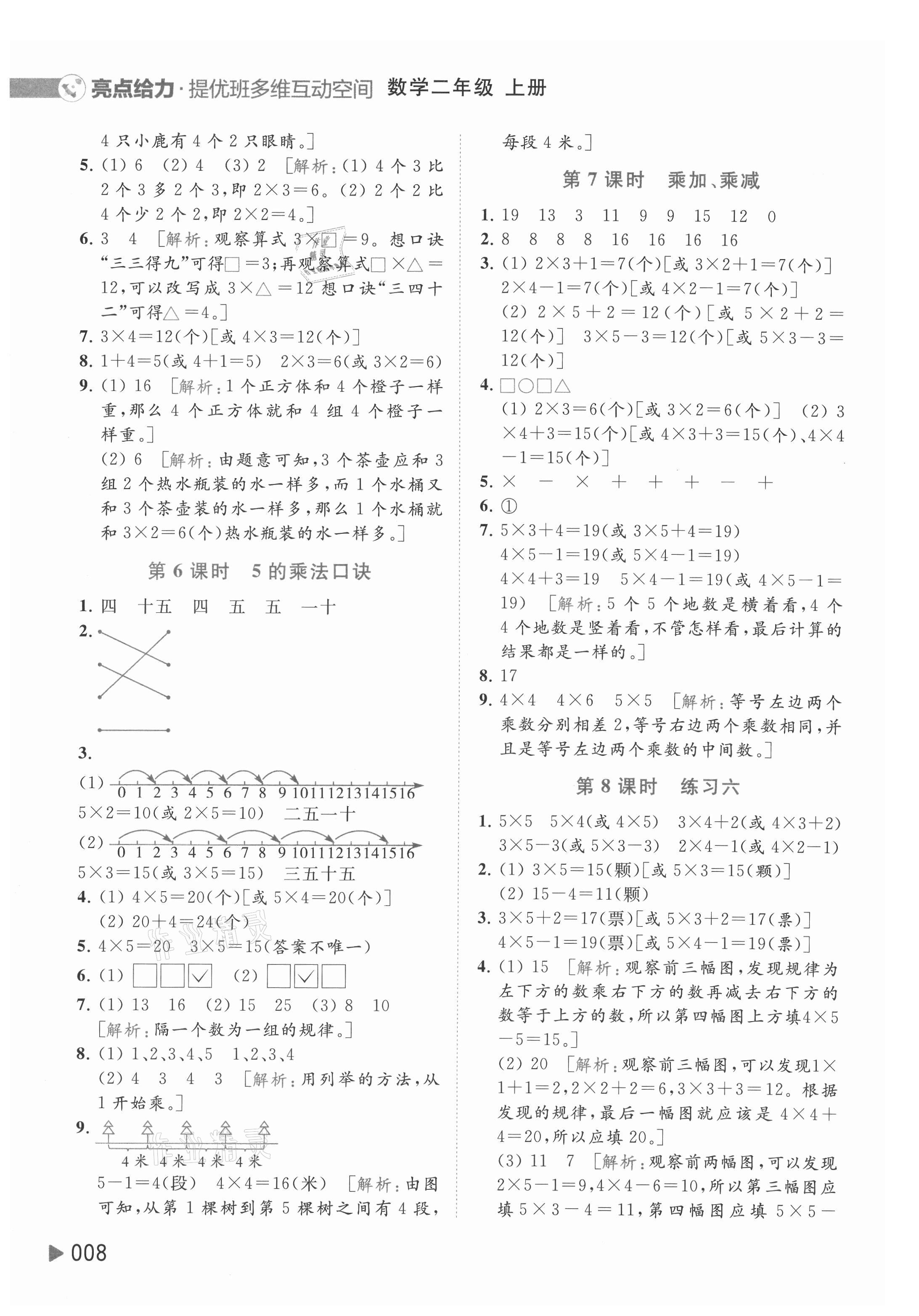 2021年亮點(diǎn)給力提優(yōu)班多維互動(dòng)空間二年級(jí)數(shù)學(xué)上冊(cè)蘇教版 參考答案第8頁(yè)