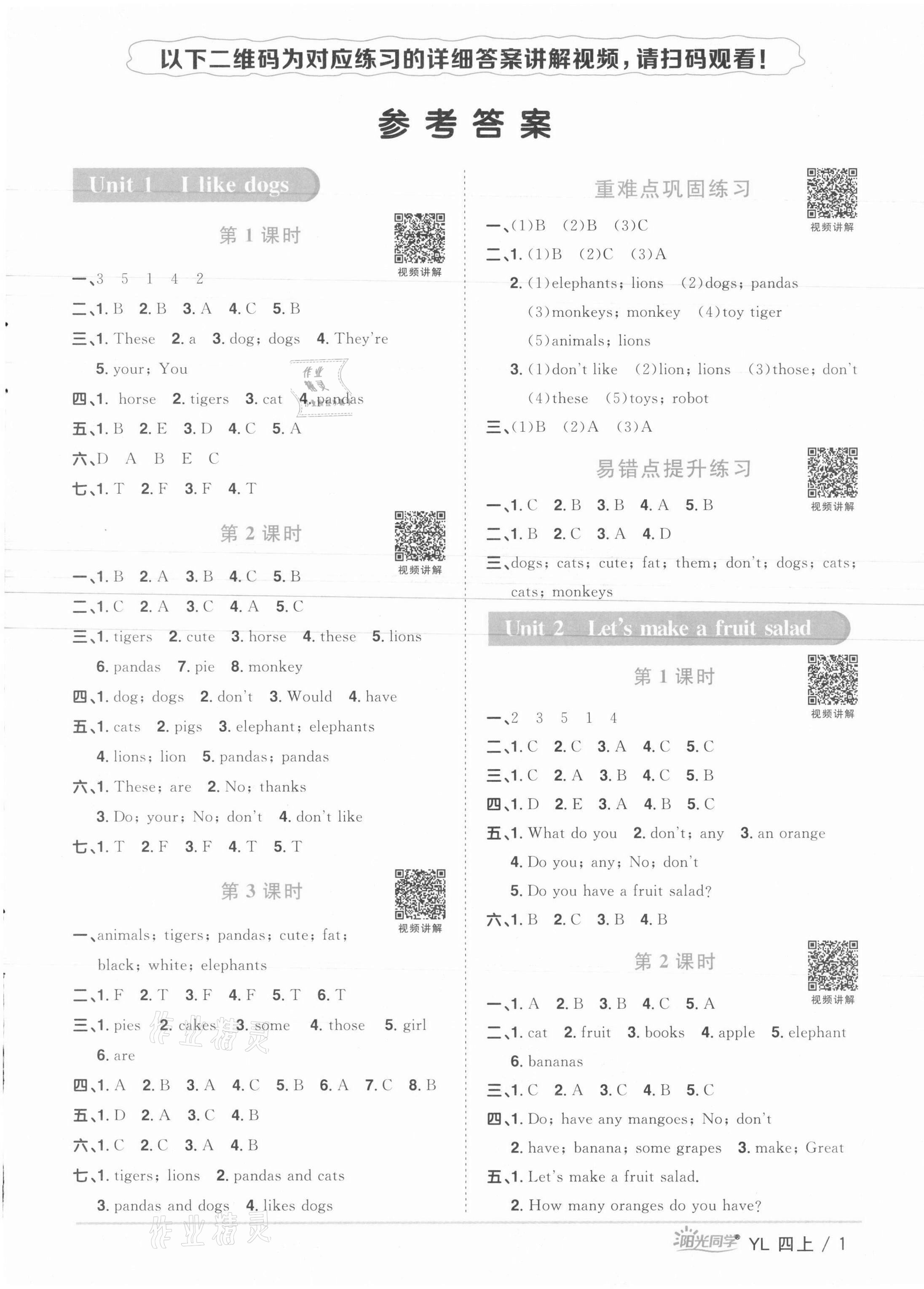 2021年阳光同学课时优化作业四年级英语上册译林版徐州专版 第1页