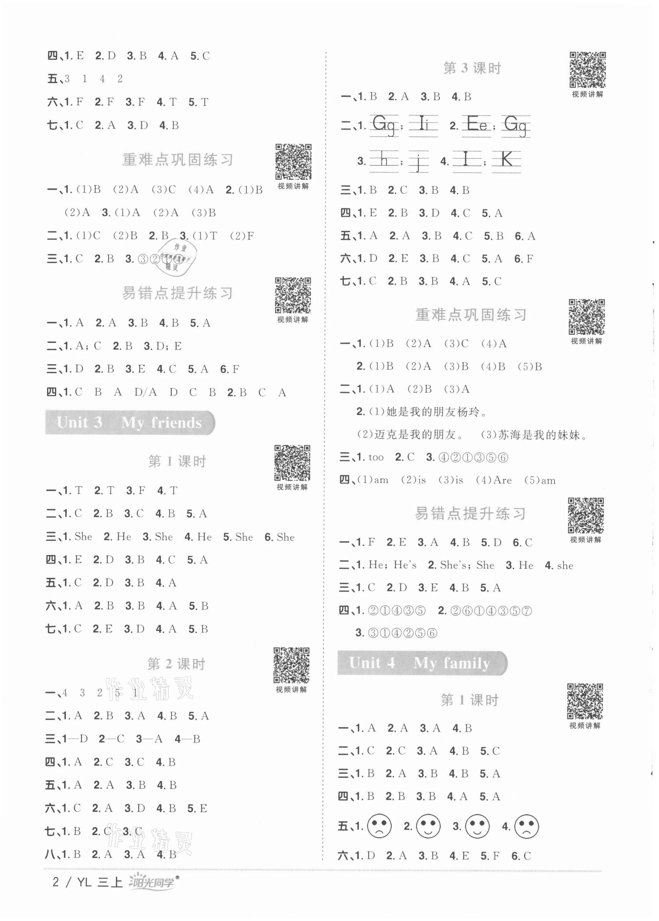 2021年陽(yáng)光課堂課時(shí)優(yōu)化作業(yè)三年級(jí)英語(yǔ)上冊(cè)譯林版徐州專版 參考答案第2頁(yè)