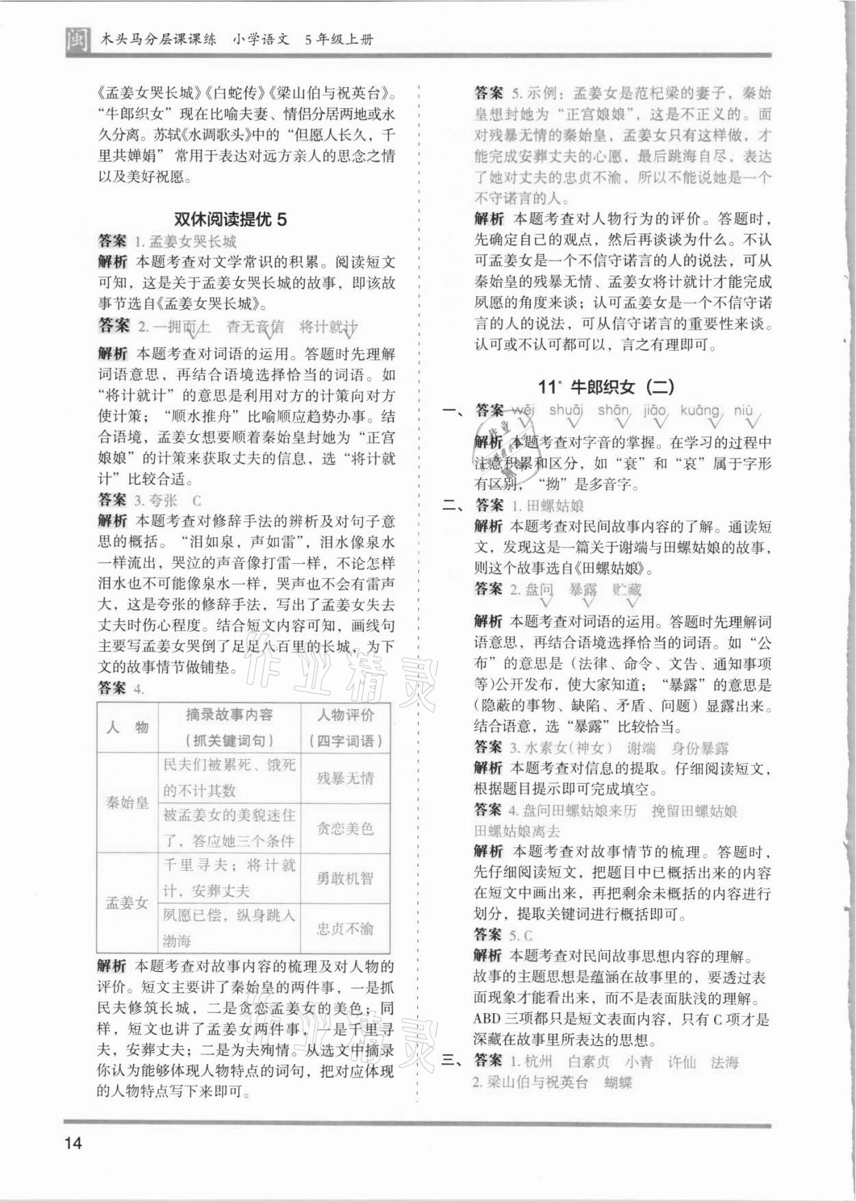 2021年木頭馬分層課課練五年級(jí)語文上冊(cè)人教版福建專版 第14頁