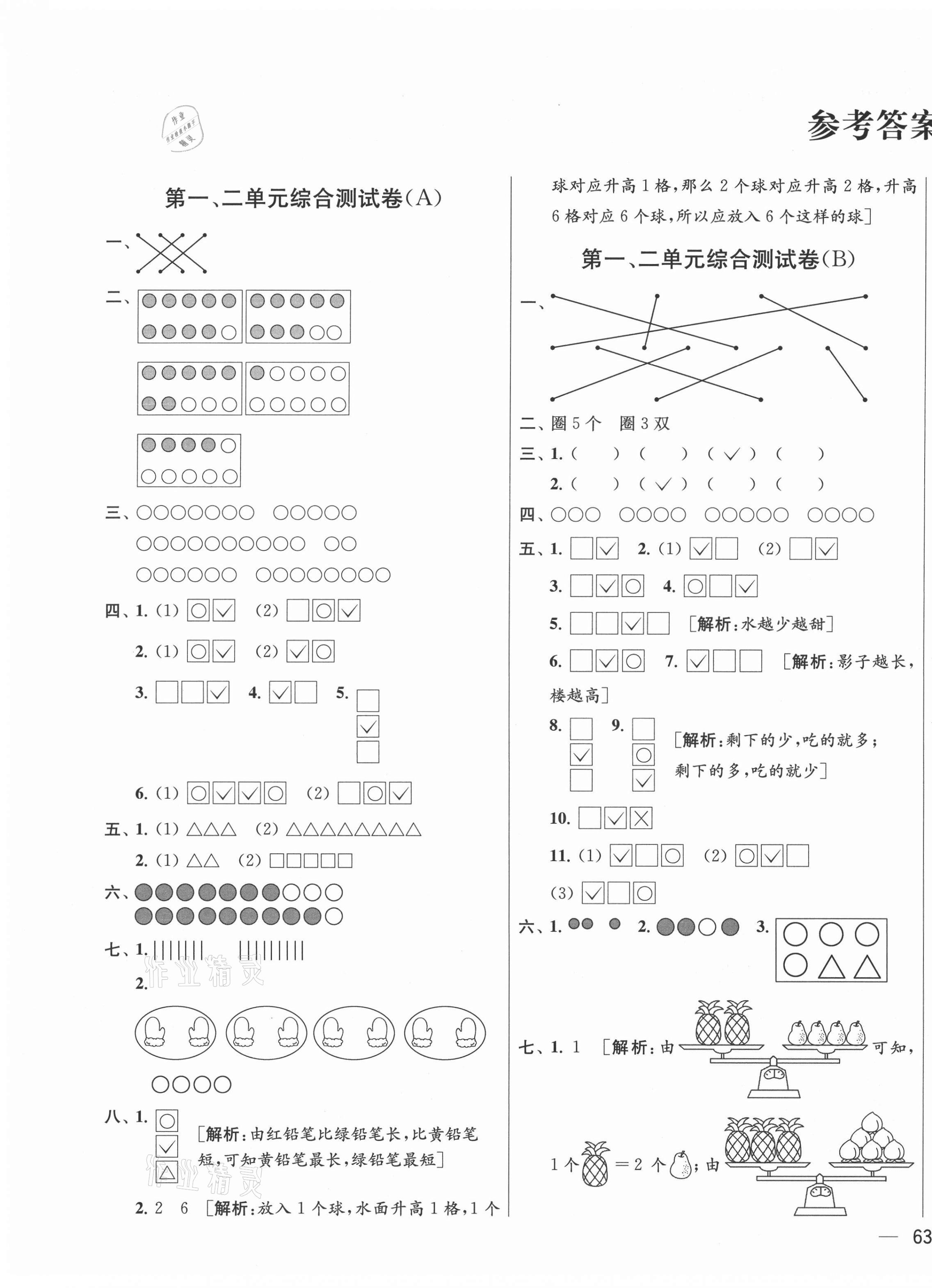 2021年亮點給力大試卷一年級數(shù)學上冊蘇教版 第1頁