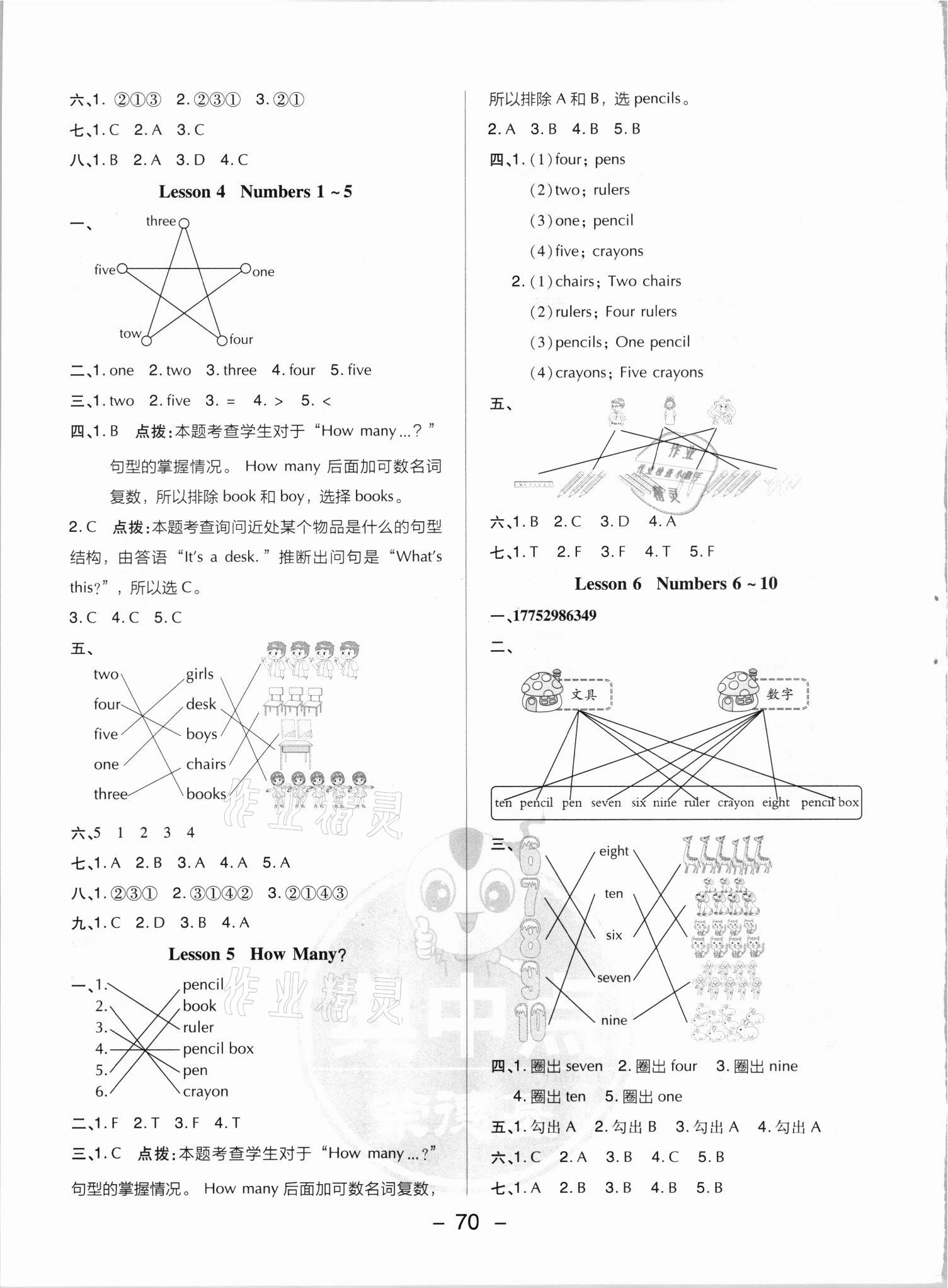 2021年綜合應(yīng)用創(chuàng)新題典中點(diǎn)三年級(jí)英語上冊(cè)冀教版三起 參考答案第2頁