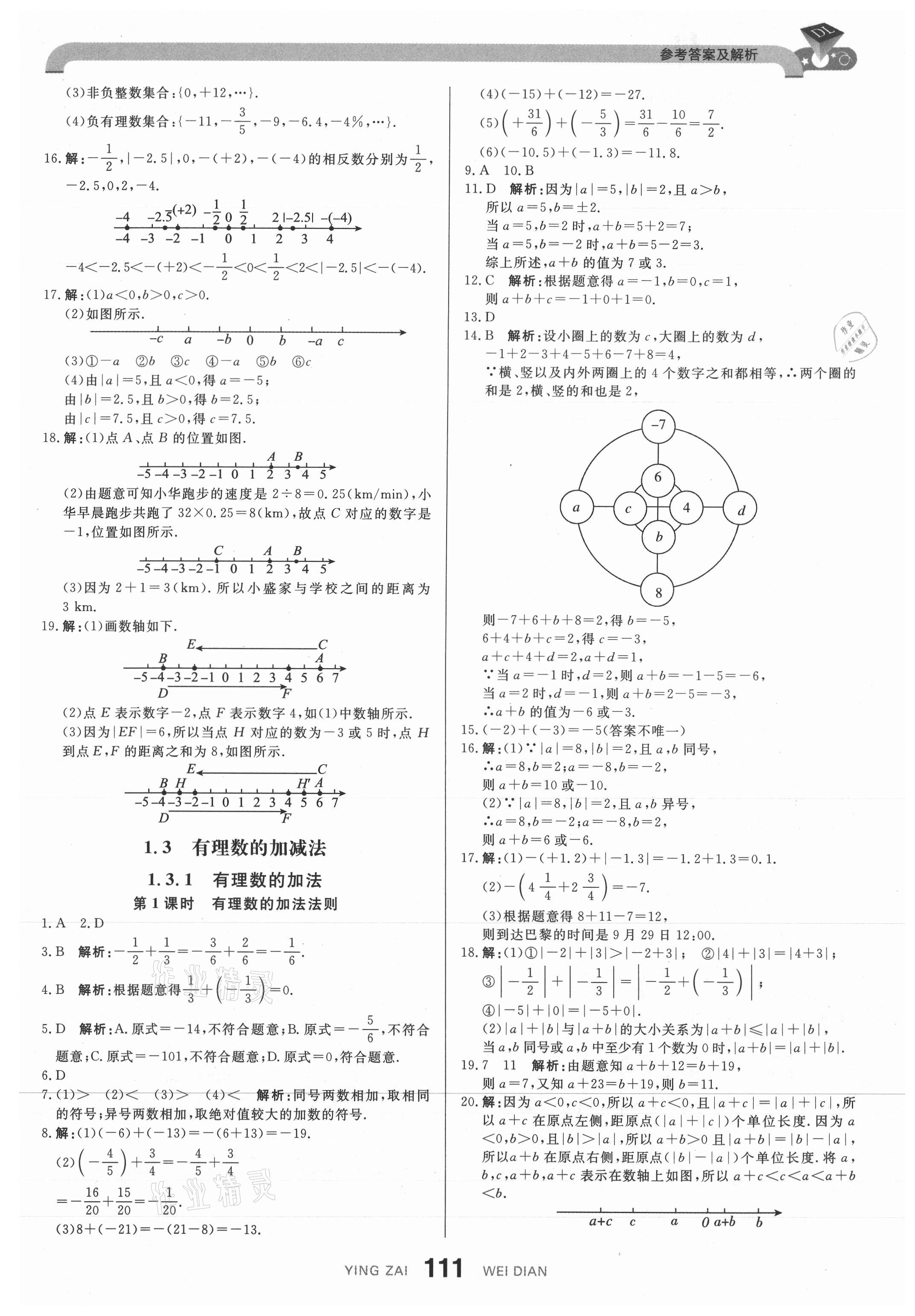 2021年抖練吧七年級(jí)數(shù)學(xué)上冊(cè)人教版 參考答案第5頁(yè)