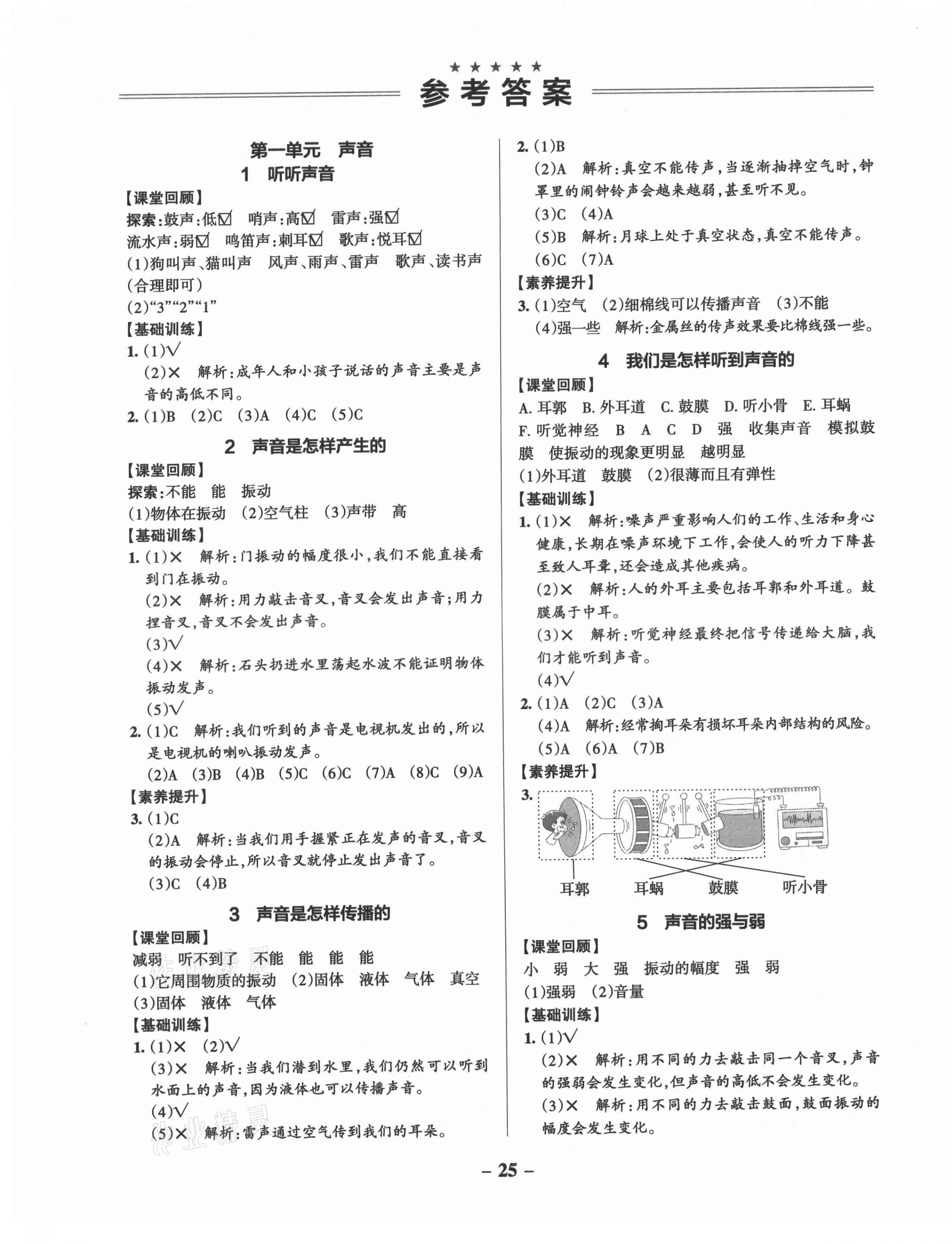 2021年小學(xué)學(xué)霸作業(yè)本四年級(jí)科學(xué)上冊(cè)教科版 參考答案第1頁(yè)