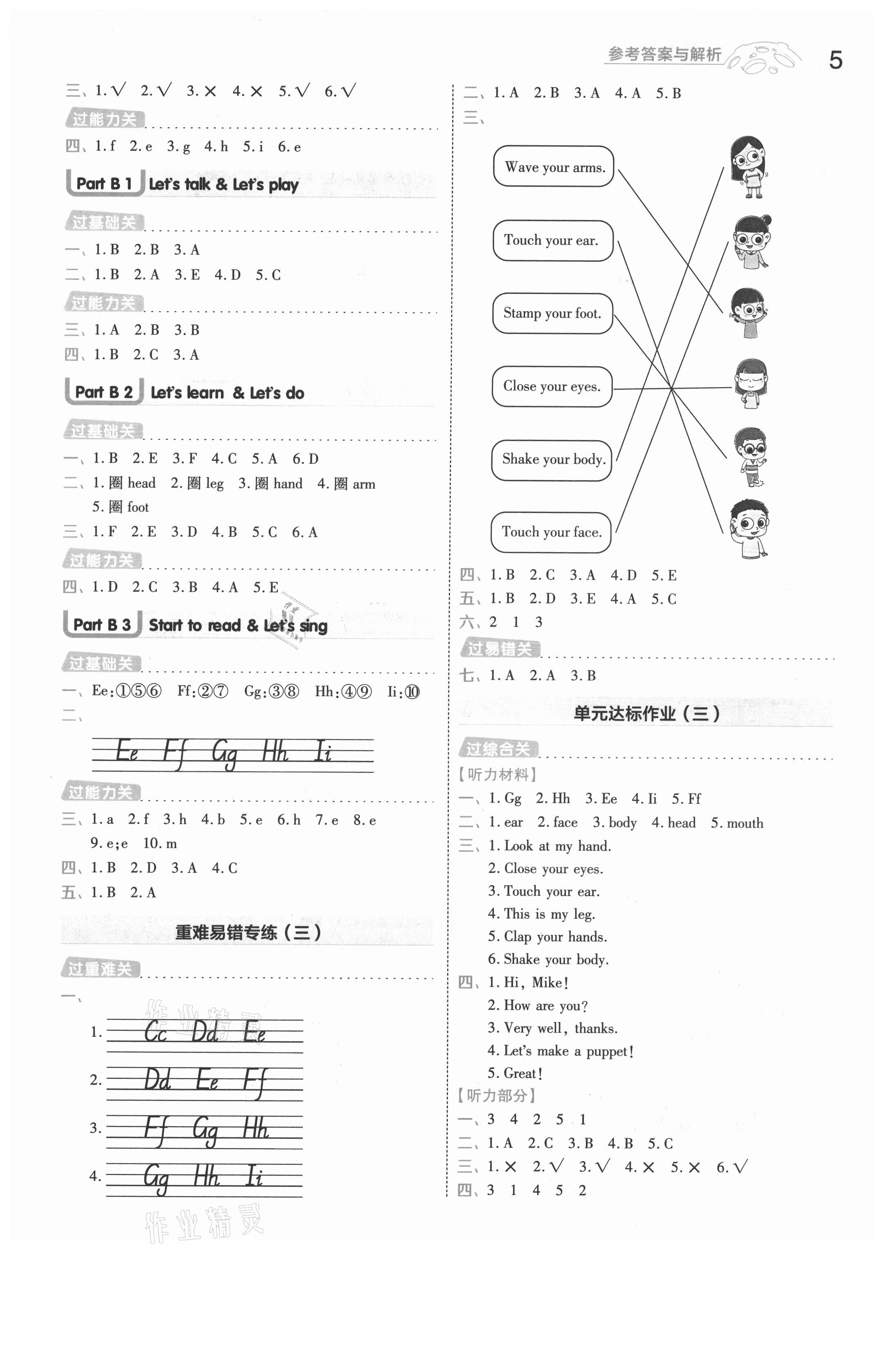 2021年一遍過(guò)三年級(jí)英語(yǔ)上冊(cè)人教版浙江專(zhuān)版 參考答案第5頁(yè)