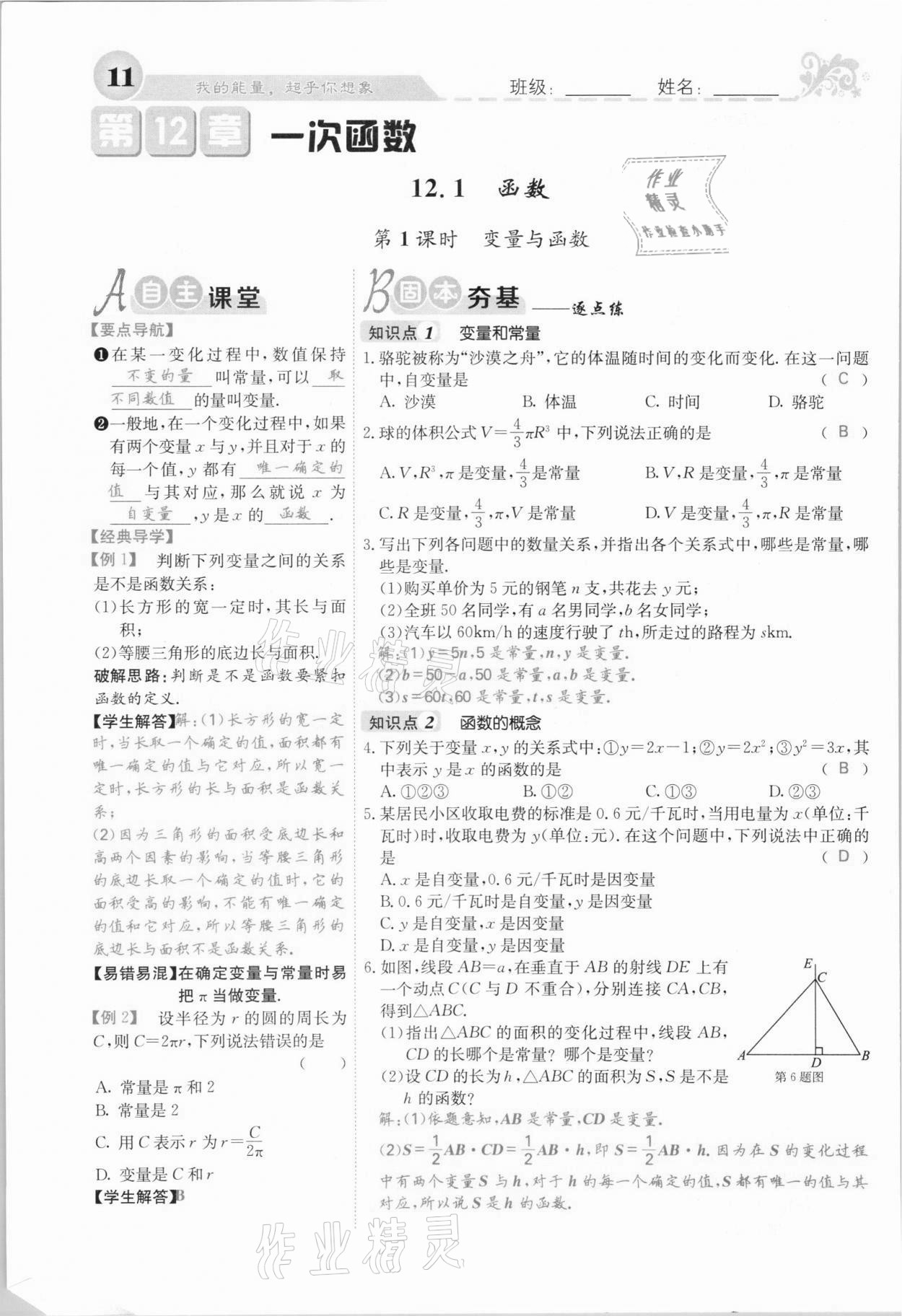 2021年課堂點(diǎn)睛八年級數(shù)學(xué)上冊滬科版安徽專版 參考答案第18頁