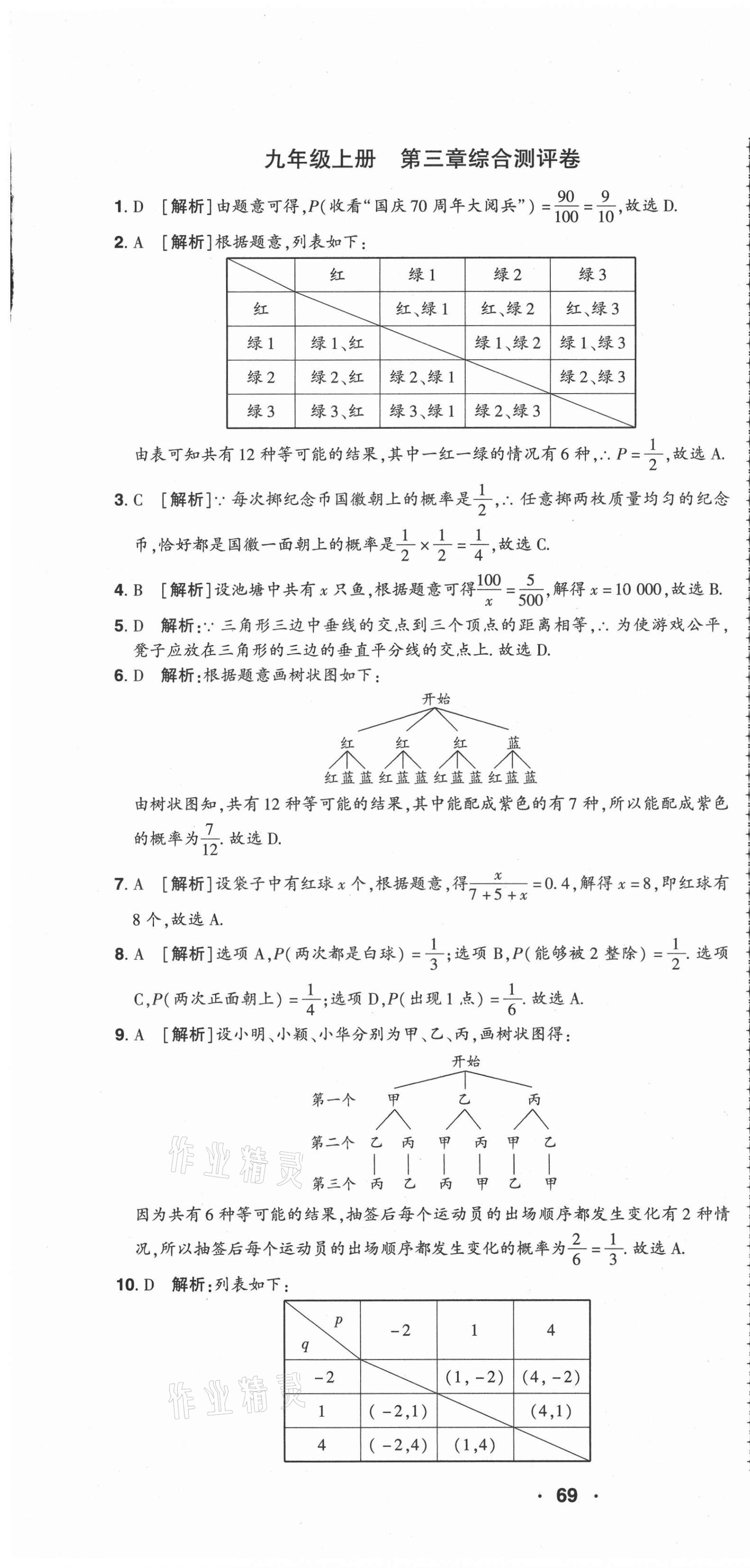 2021年99加1活页卷九年级数学全一册北师大版山西专版 第7页