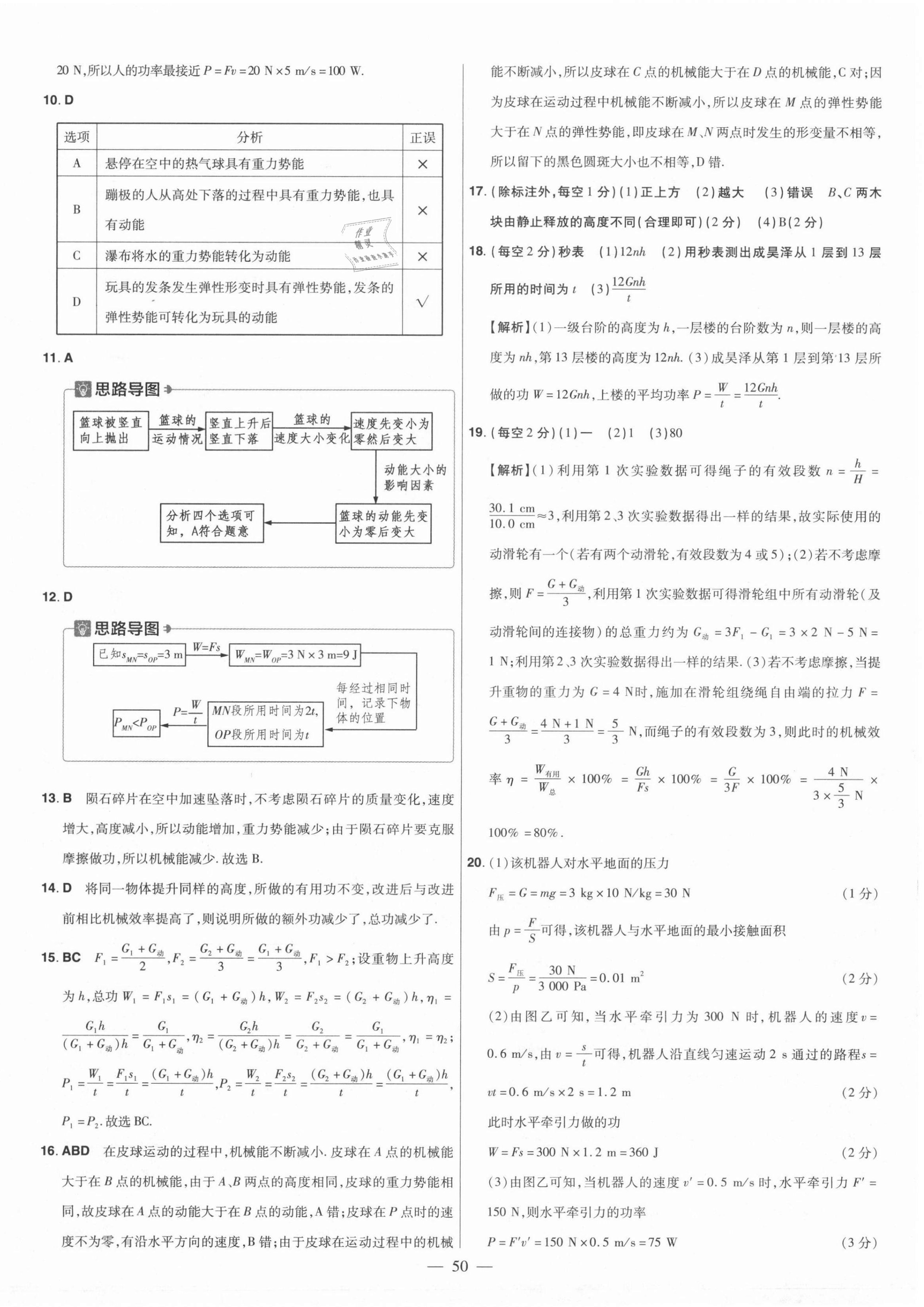 2021年金考卷活页题选九年级物理全一册沪粤版 参考答案第4页