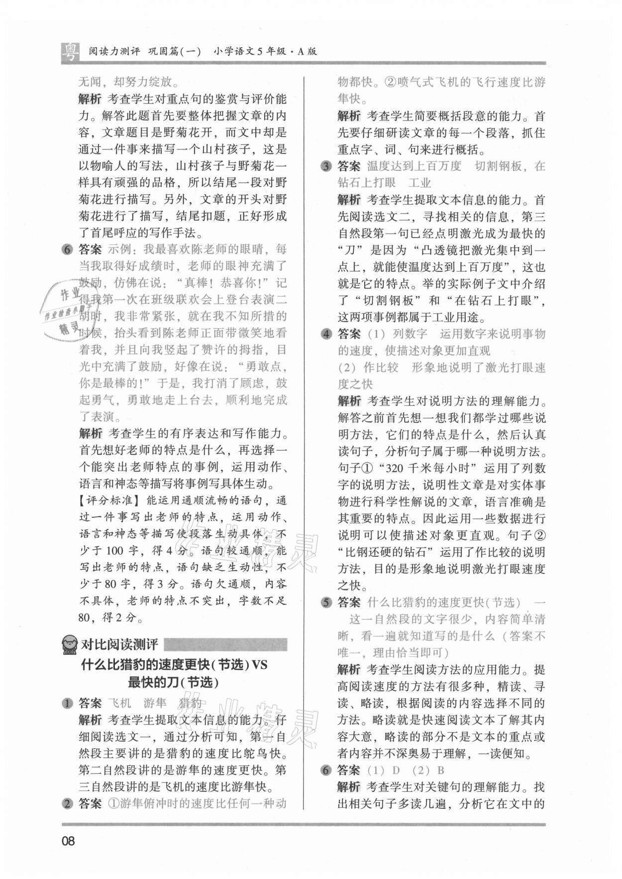 2021年木頭馬閱讀力測評五年級語文廣東專版&nbsp;第10頁