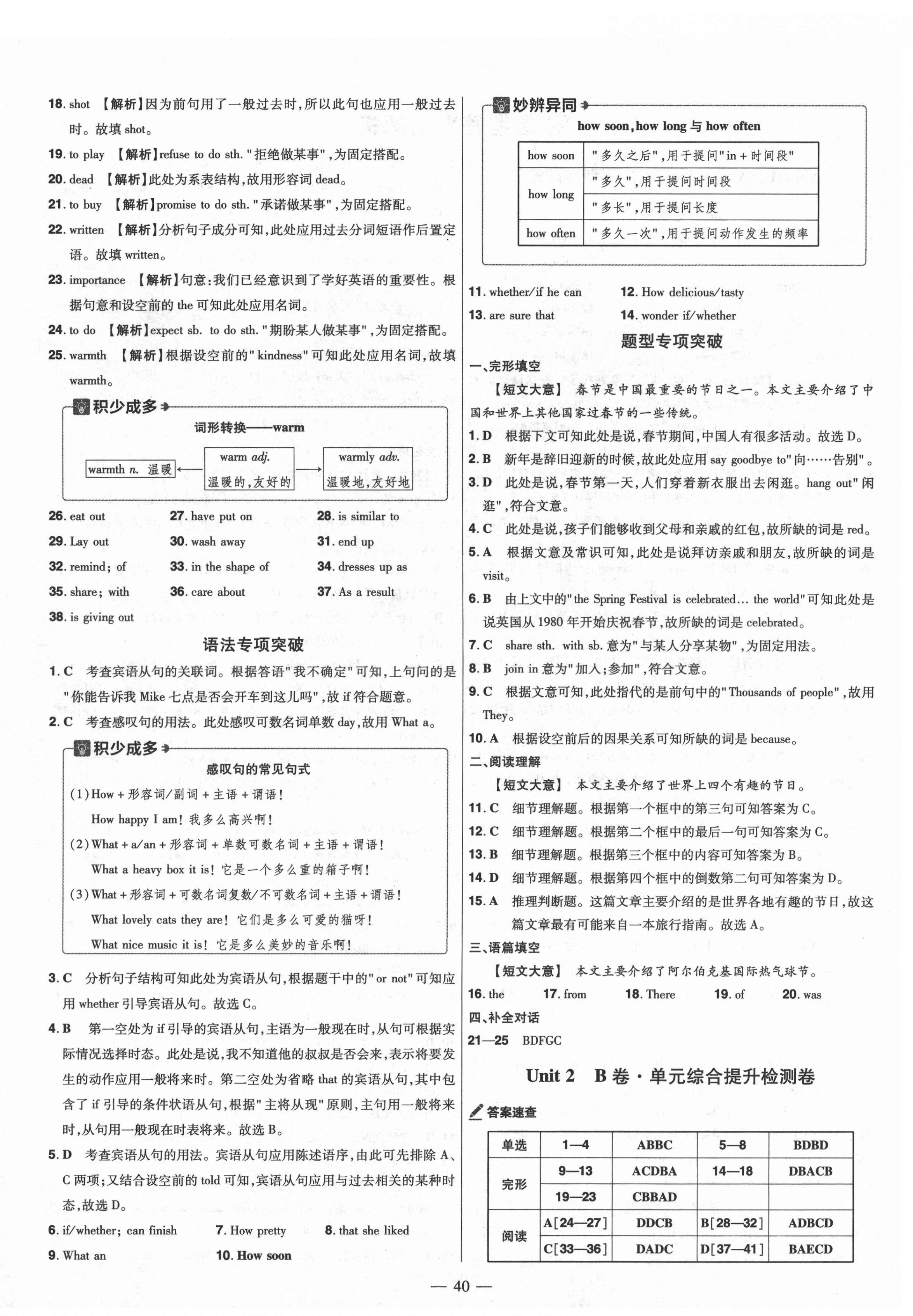 2021年金考卷活頁(yè)題選九年級(jí)英語(yǔ)上冊(cè)人教版 參考答案第4頁(yè)