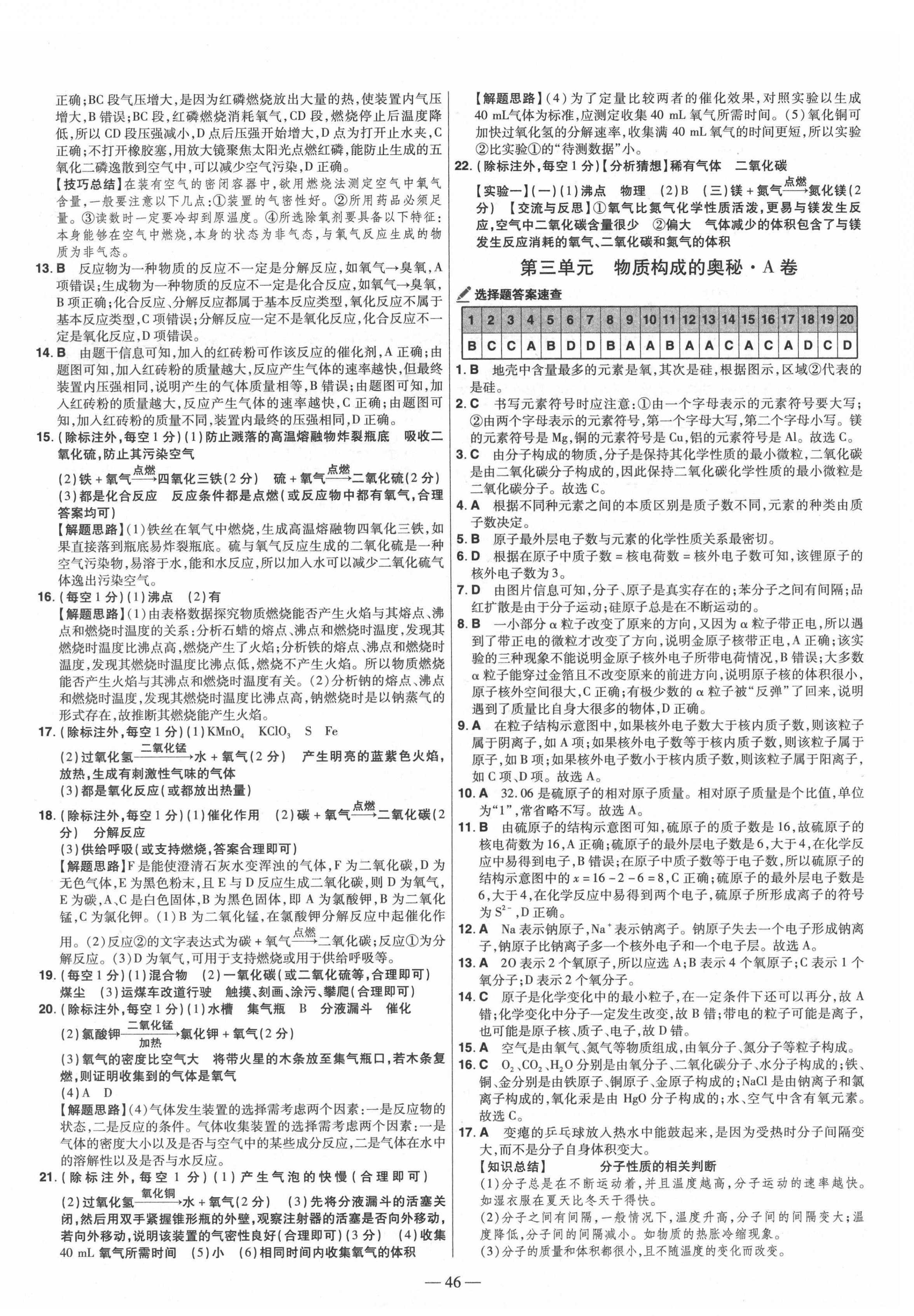 2021年金考卷活頁題選九年級化學(xué)上冊人教版 參考答案第4頁