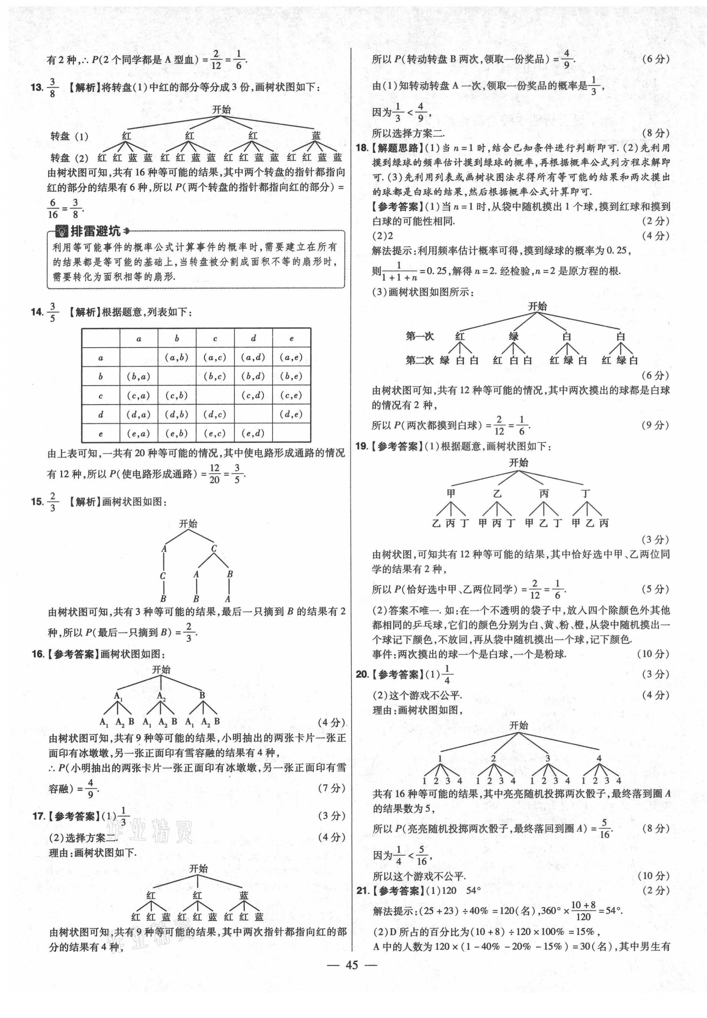 2021年金考卷活页题选九年级数学上册北师大版 参考答案第9页