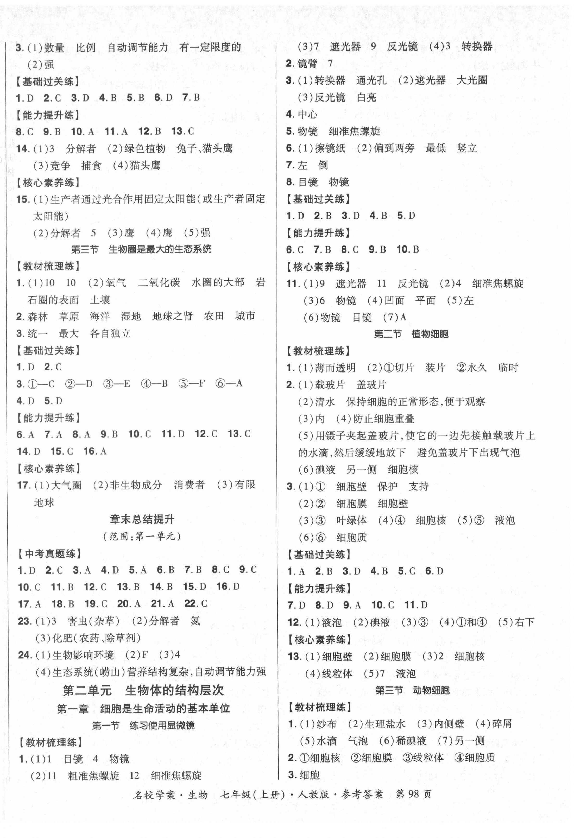 2021年名校學(xué)案七年級(jí)生物上冊(cè)人教版 第2頁(yè)