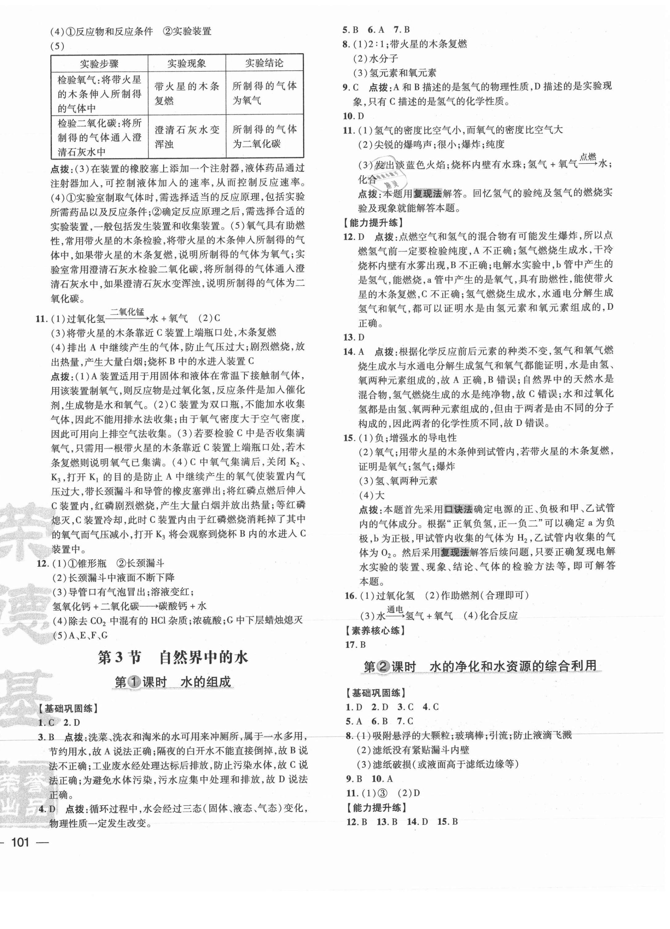 2021年點(diǎn)撥訓(xùn)練九年級(jí)化學(xué)上冊(cè)滬教版 參考答案第6頁(yè)