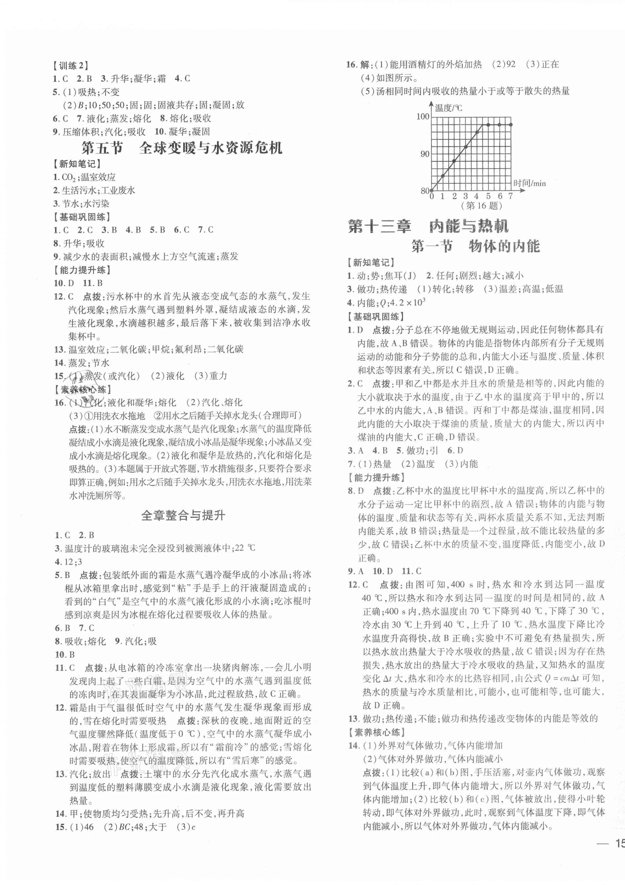 2021年點(diǎn)撥訓(xùn)練九年級(jí)物理全一冊(cè)滬科版 參考答案第3頁(yè)