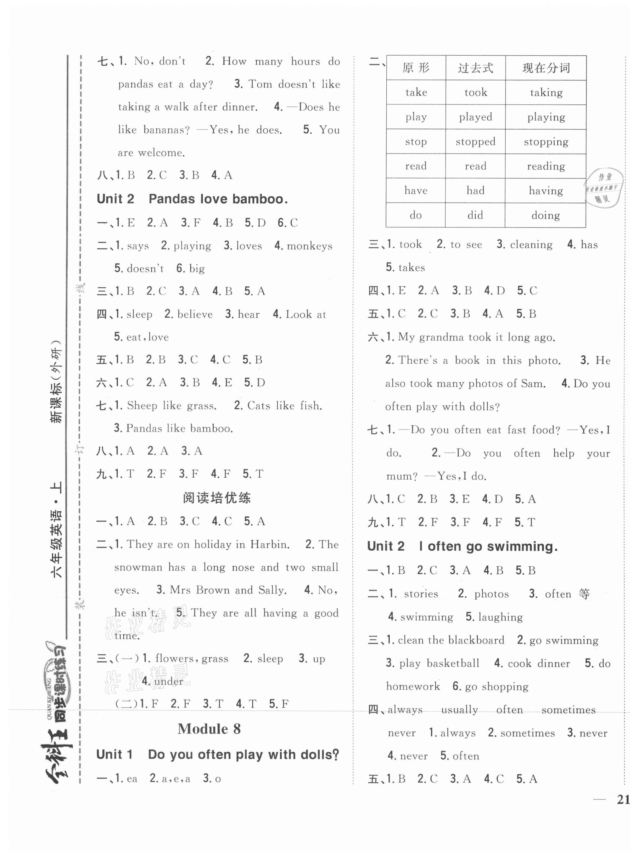 2021年全科王同步課時(shí)練習(xí)六年級英語上冊外研版 第5頁