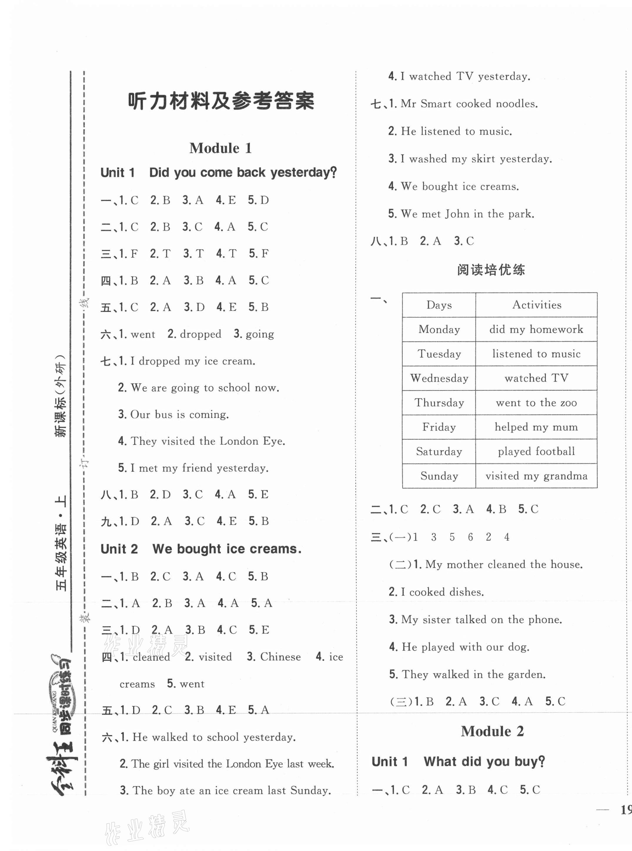 2021年全科王同步課時(shí)練習(xí)五年級(jí)英語(yǔ)上冊(cè)外研版 第1頁(yè)