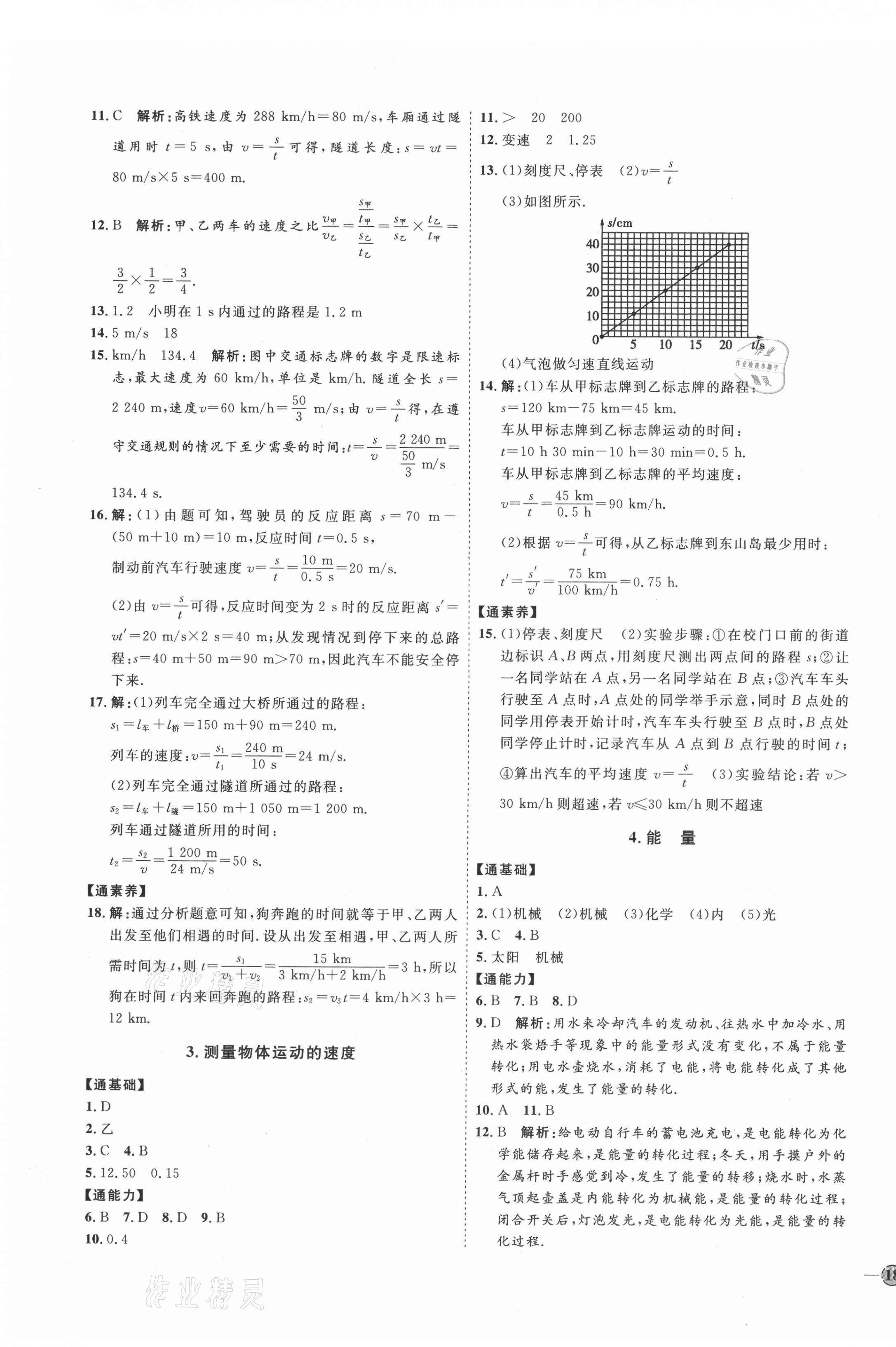 2021年優(yōu)加學(xué)案課時(shí)通八年級(jí)物理上冊(cè)教科版 參考答案第3頁