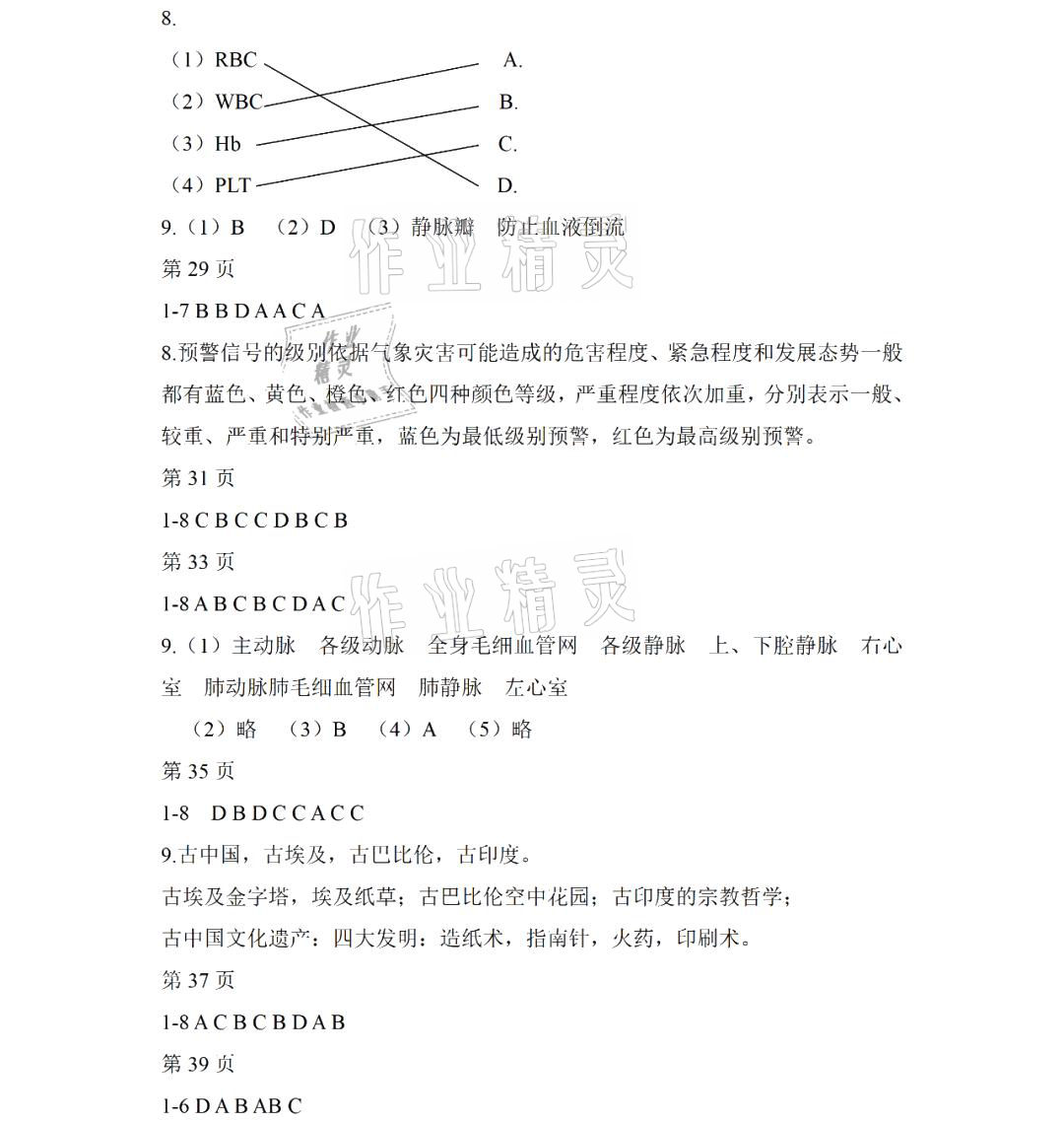 2021年暑假Happy假日六年级综合五四制七台河专版 参考答案第3页