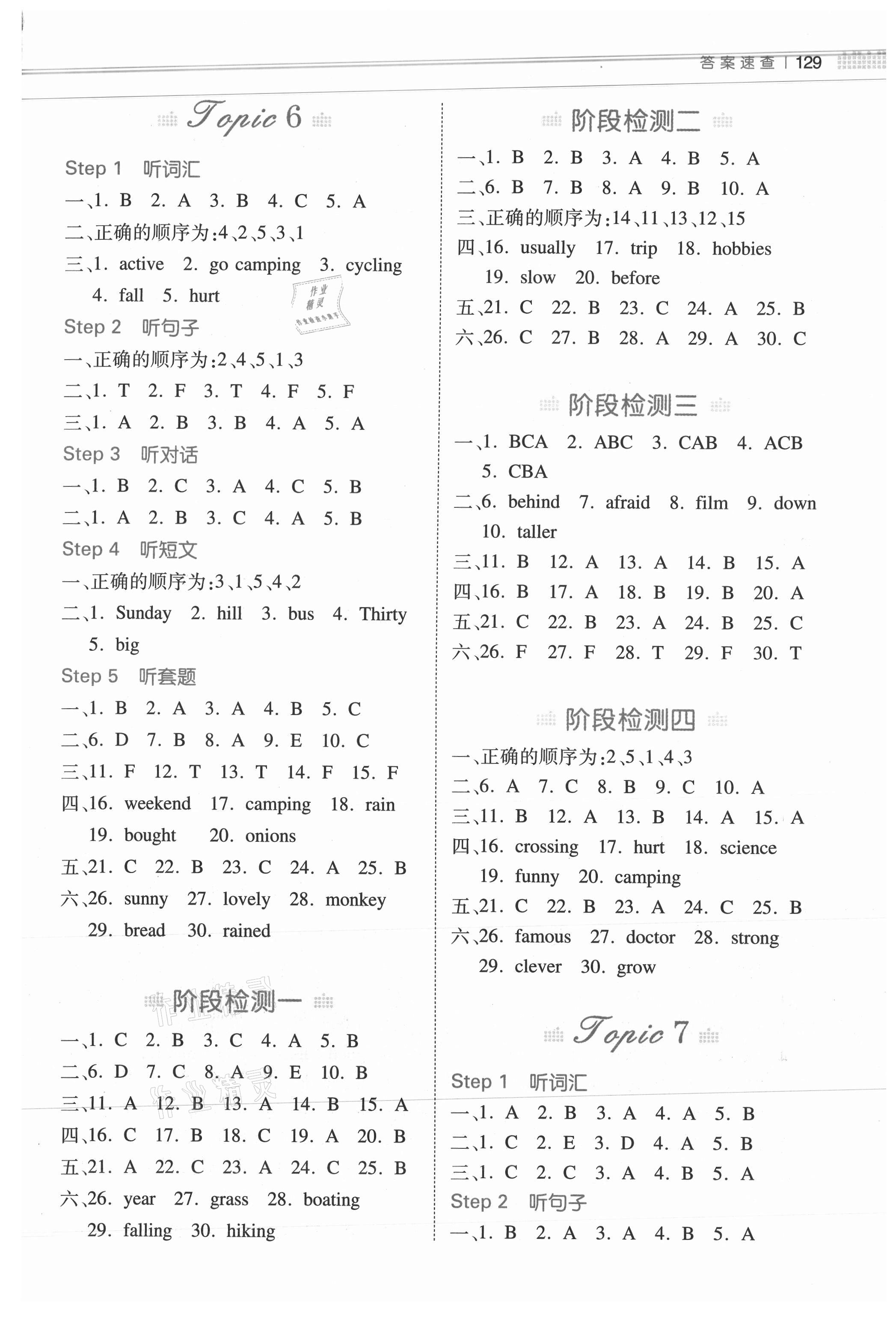 2021年一本听力话题步步练六年级英语&nbsp;第3页