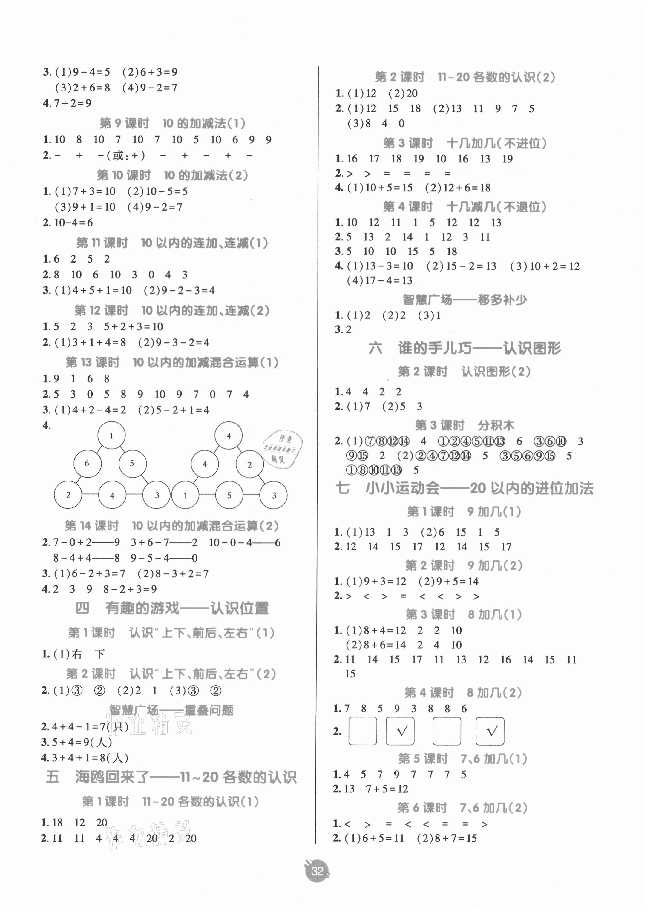 2021年同行課課100分過關(guān)作業(yè)一年級(jí)數(shù)學(xué)上冊(cè)青島版 第2頁