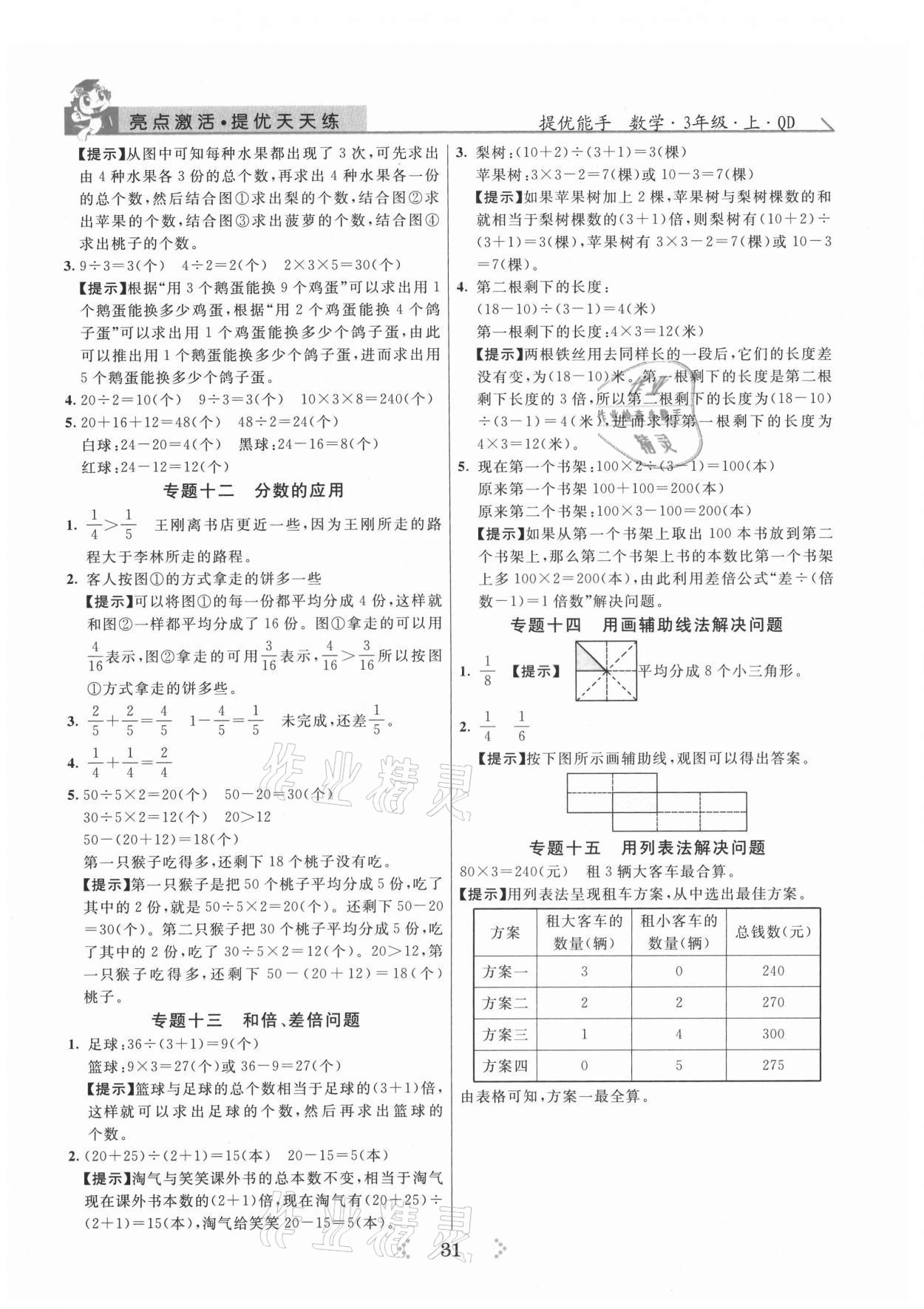 2021年亮點(diǎn)激活提優(yōu)天天練三年級(jí)數(shù)學(xué)上冊青島版 參考答案第3頁